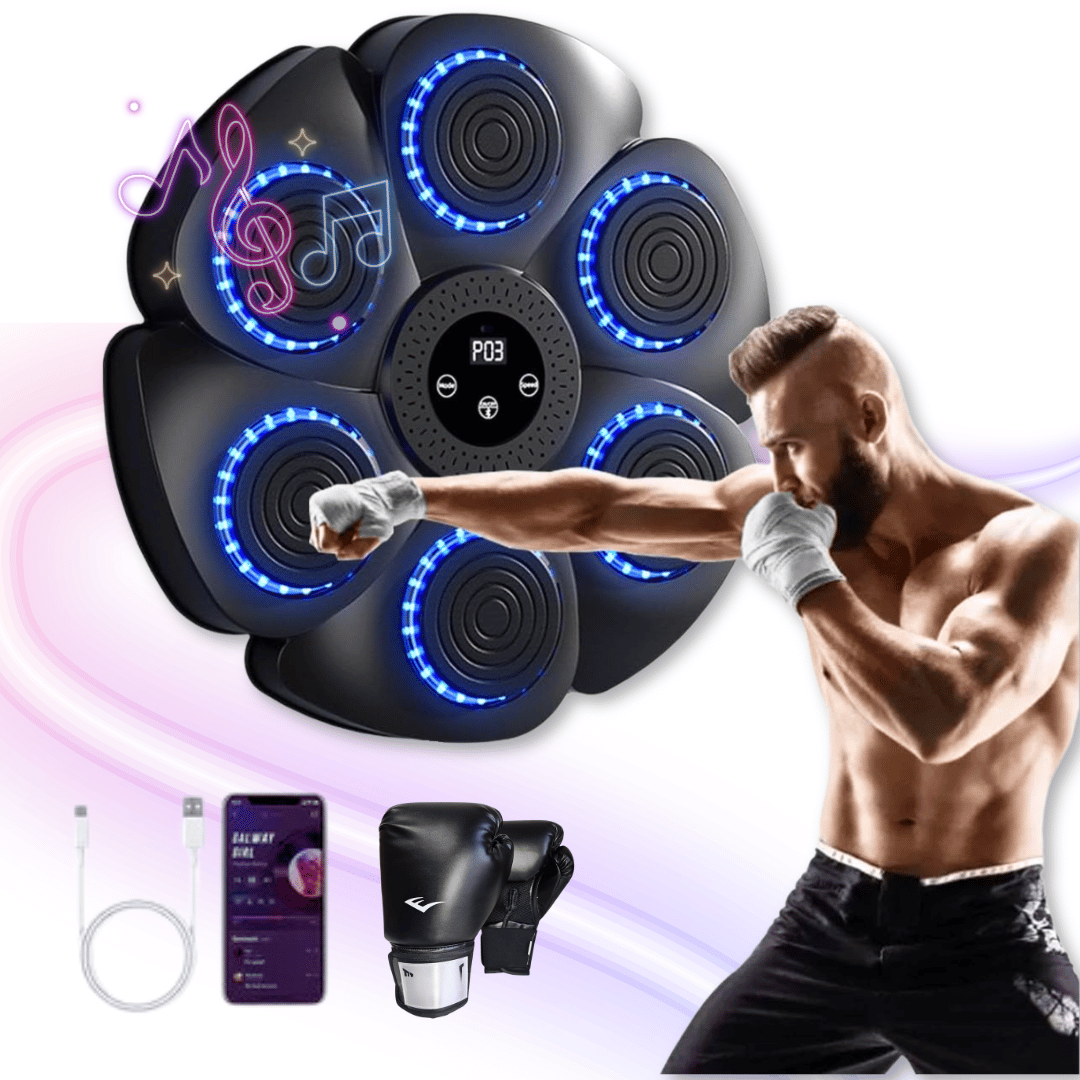 MÁQUINA DE BOXEO MUSICAL BLUETOOTH CON GUANTES - 1
