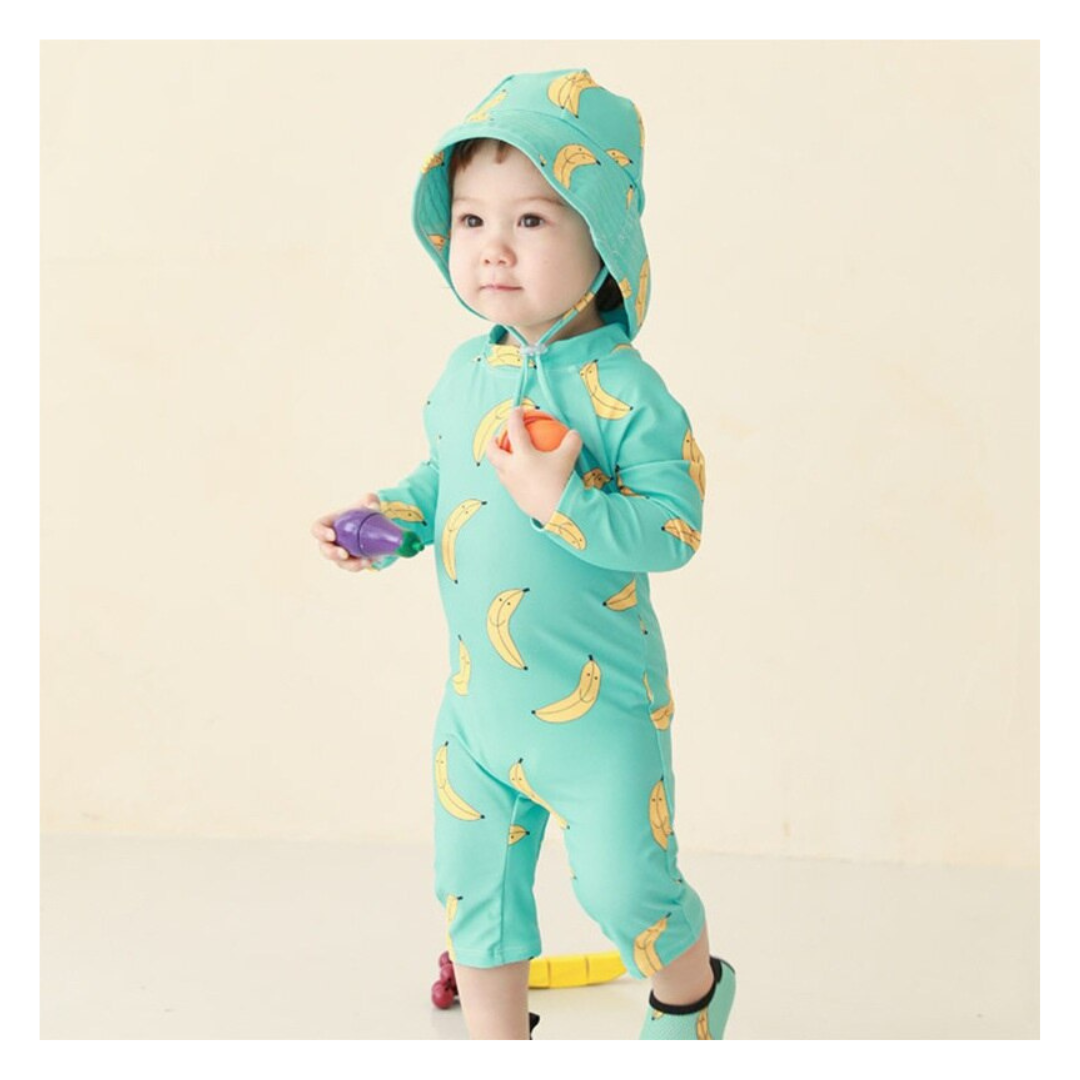 TRAJE DE BAÑO ENTERITO MANGA LARGA NIÑO JUMP KIDS VERDE - 2