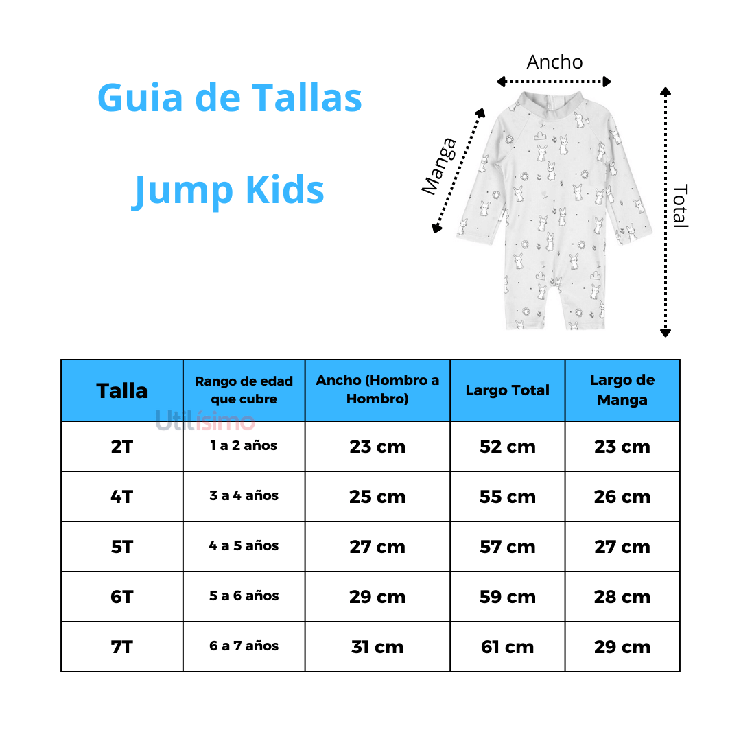 TRAJE DE BAÑO ENTERITO MANGA LARGA NIÑO JUMP KIDS BLANCO - 3
