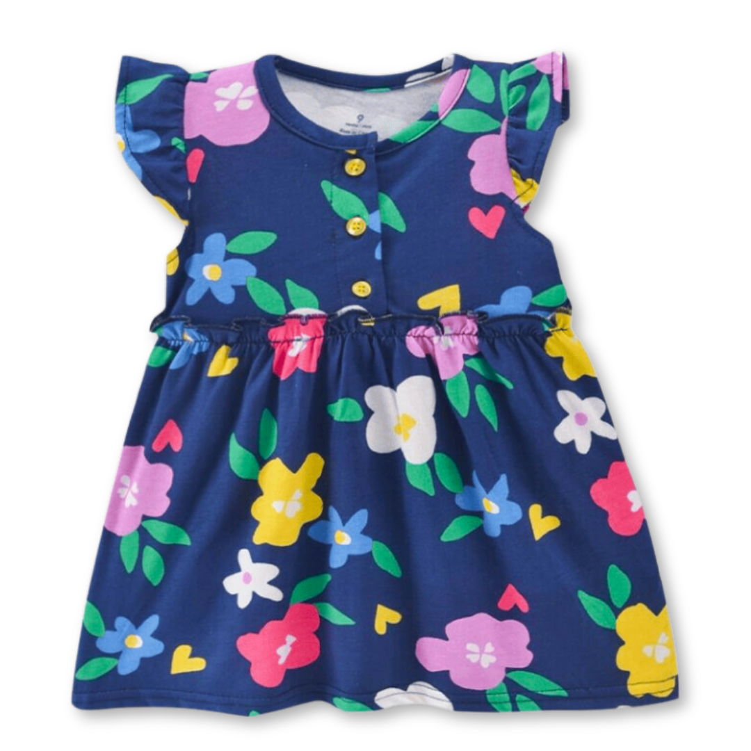 VESTIDO SIN MANGAS ESTAMPADO BEBÉ NIÑA 9 A 36 MESES BLUE FLOWERS - 1