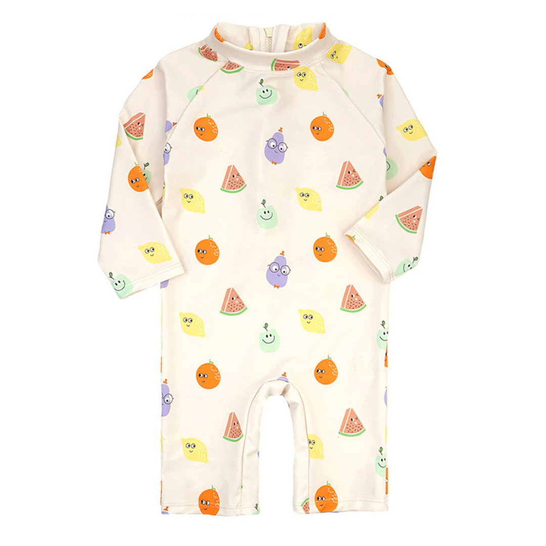 TRAJE DE BAÑO ENTERITO MANGA LARGA NIÑO JUMP KIDS FRUTAS - 1