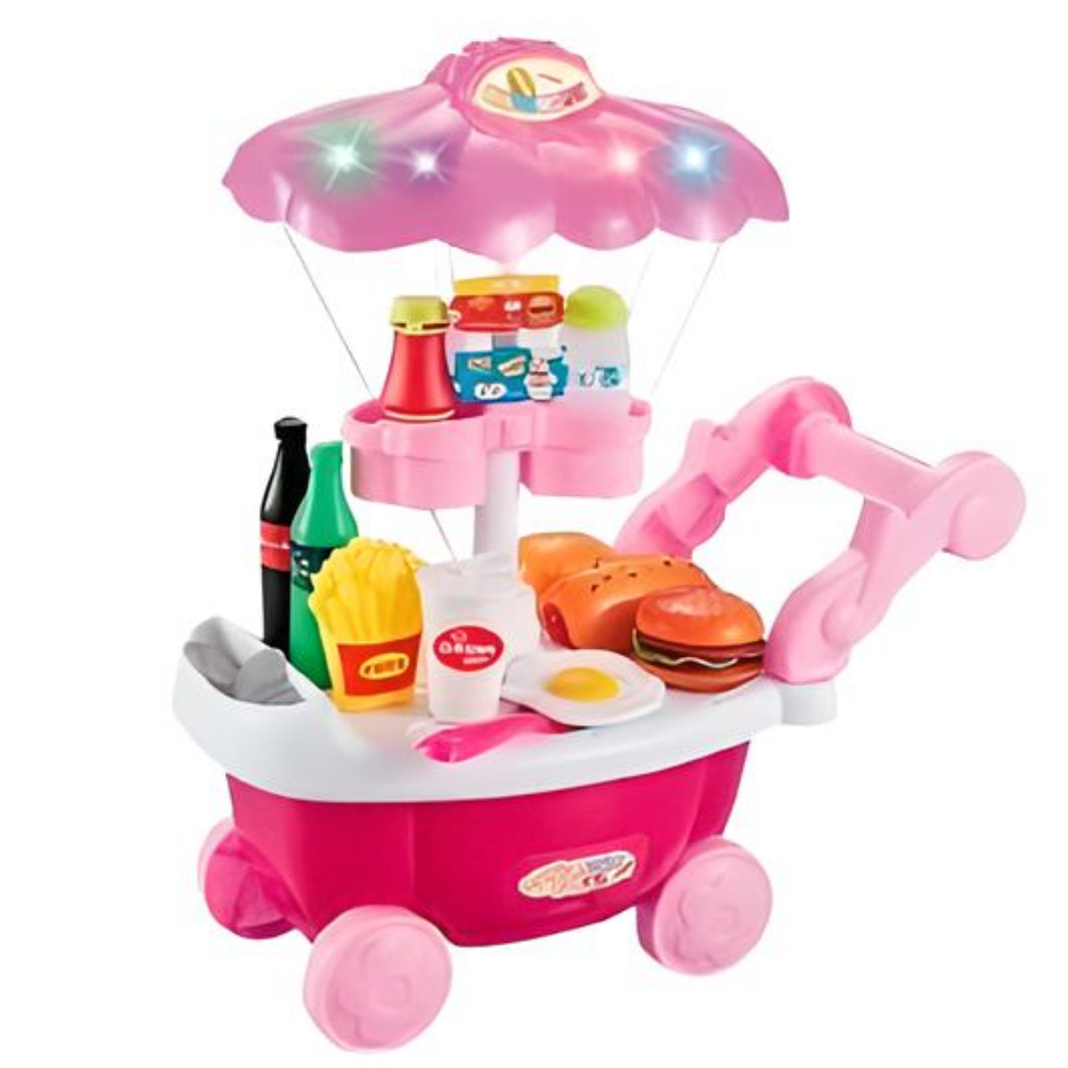 CARRITO DE COMIDA JUMP KIDS ROSA CON ACCESORIOS Y LUCES PARA NIÑA - 1