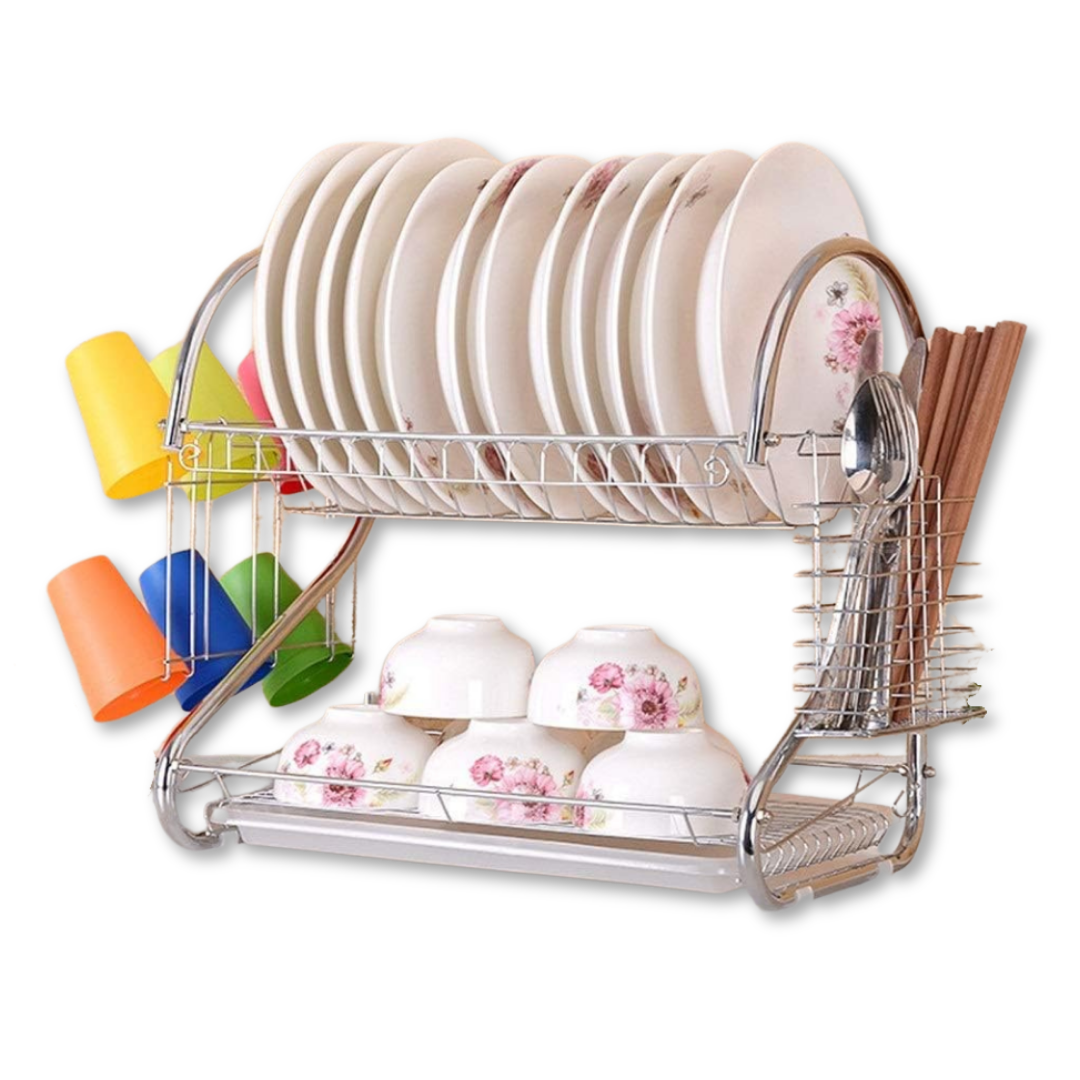 ESCURRIDOR LINE NL-3743 SECADOR LOZA PLATOS INOXIDABLE 2 NIVELES PLATEADO - 1