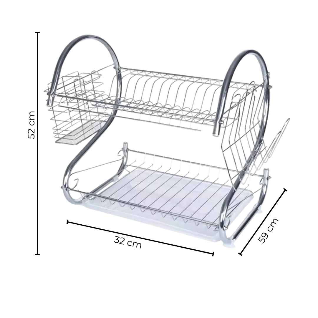 ESCURRIDOR LINE NL-3743 SECADOR LOZA PLATOS INOXIDABLE 2 NIVELES PLATEADO - 4