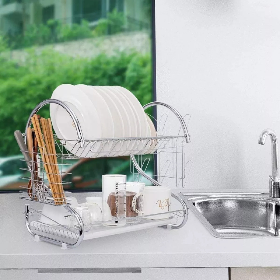 ESCURRIDOR LINE NL-3743 SECADOR LOZA PLATOS INOXIDABLE 2 NIVELES PLATEADO - 9