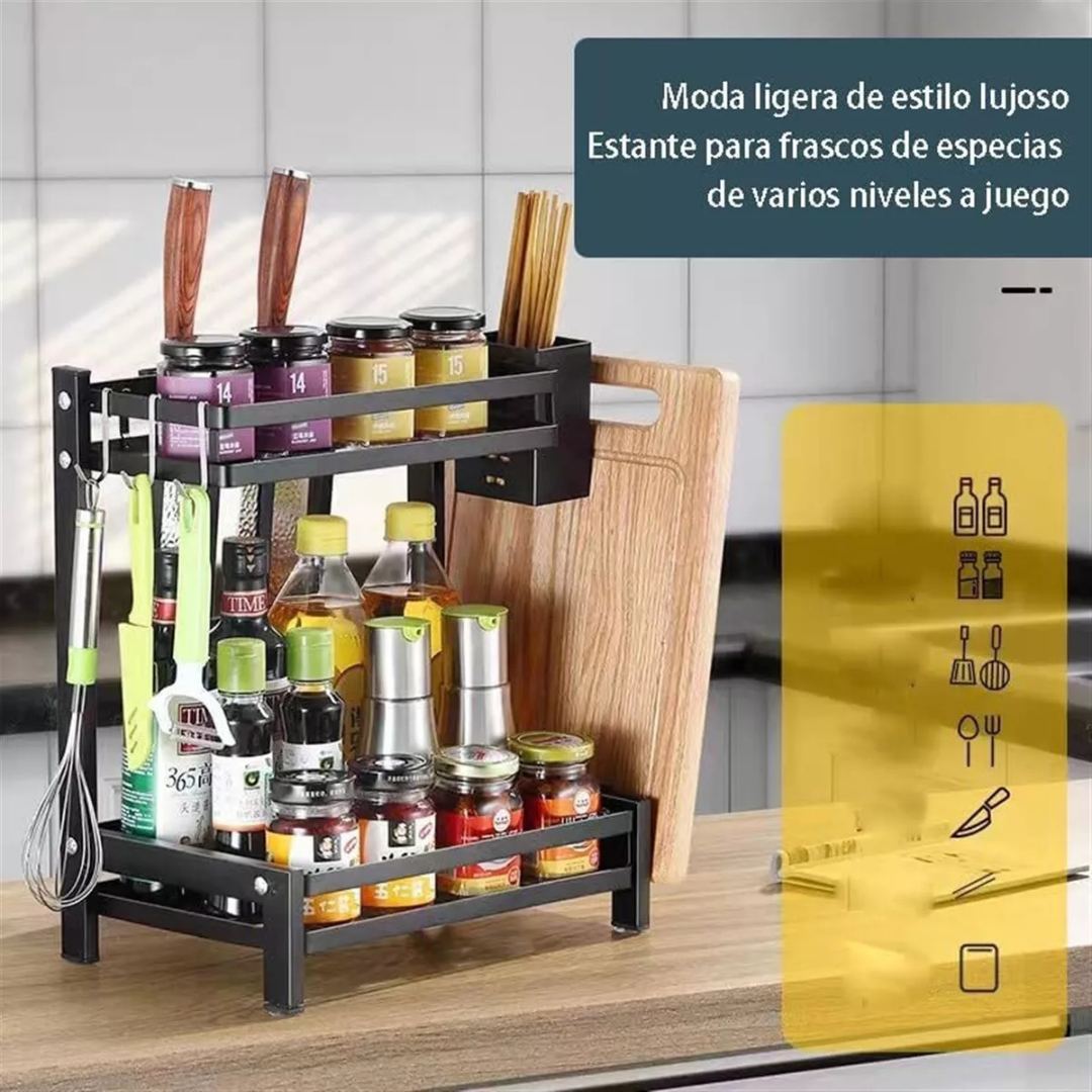 ESTANTE LINE NL-9125 ESPECIAS ORGANIZADOR COCINA ESPECIERO 2 NIVELES MULTIFUNCIONAL - 2