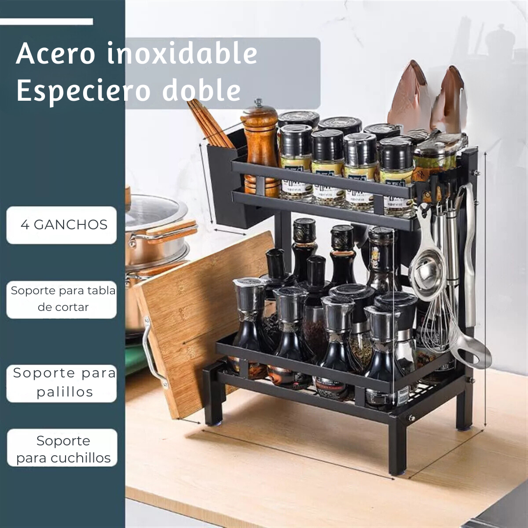 ESTANTE LINE NL-9125 ESPECIAS ORGANIZADOR COCINA ESPECIERO 2 NIVELES MULTIFUNCIONAL - 4