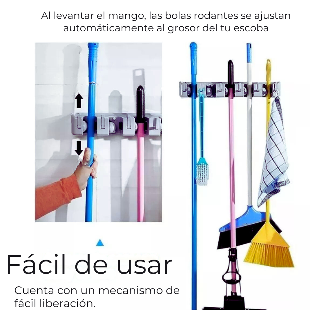 SOPORTE COLGADOR ORGANIZADOR ESCOBAS MULTIUSO - 4