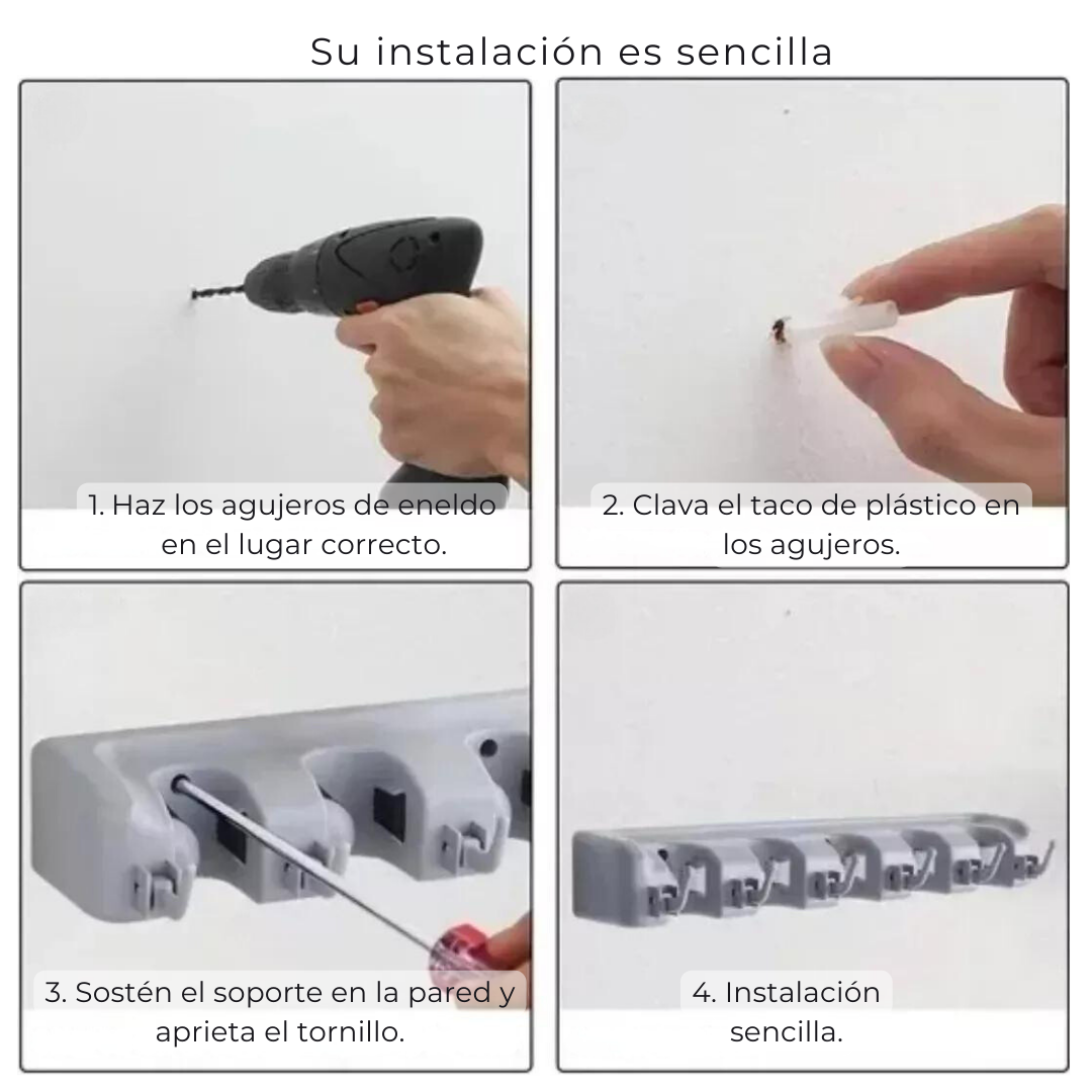 SOPORTE COLGADOR ORGANIZADOR ESCOBAS MULTIUSO - 5