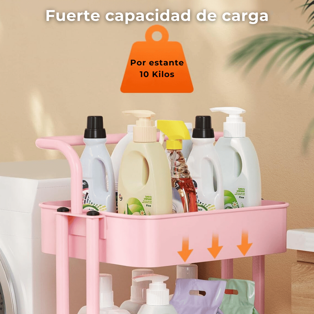 CARRITO ALMACENAMIENTO LINE NL-9109 ORGANIZADOR 3 NIVELES CON RUEDAS ROSA - 6