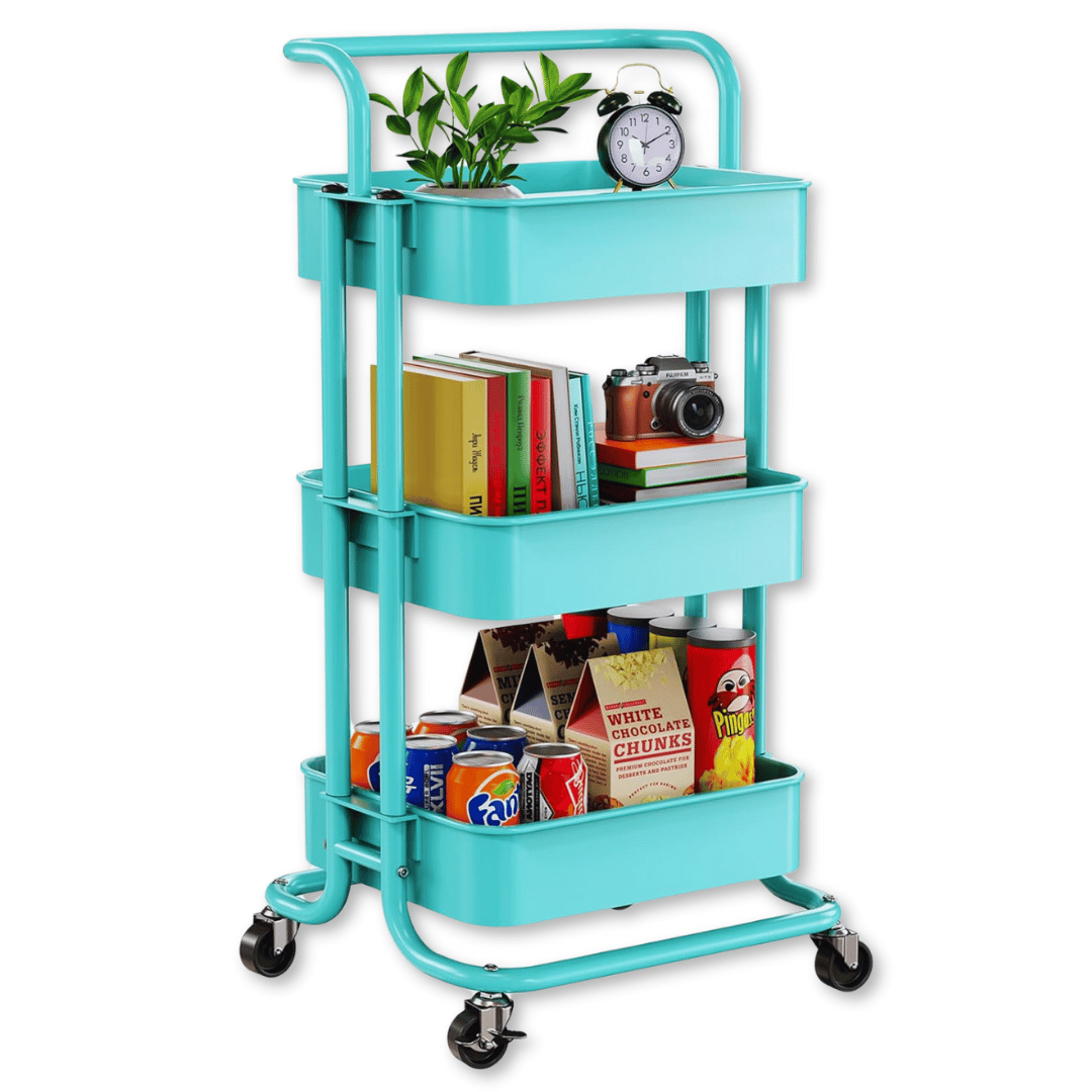 CARRITO ALMACENAMIENTO LINE NL-9109 ORGANIZADOR 3 NIVELES CON RUEDAS TURQUESA - 1