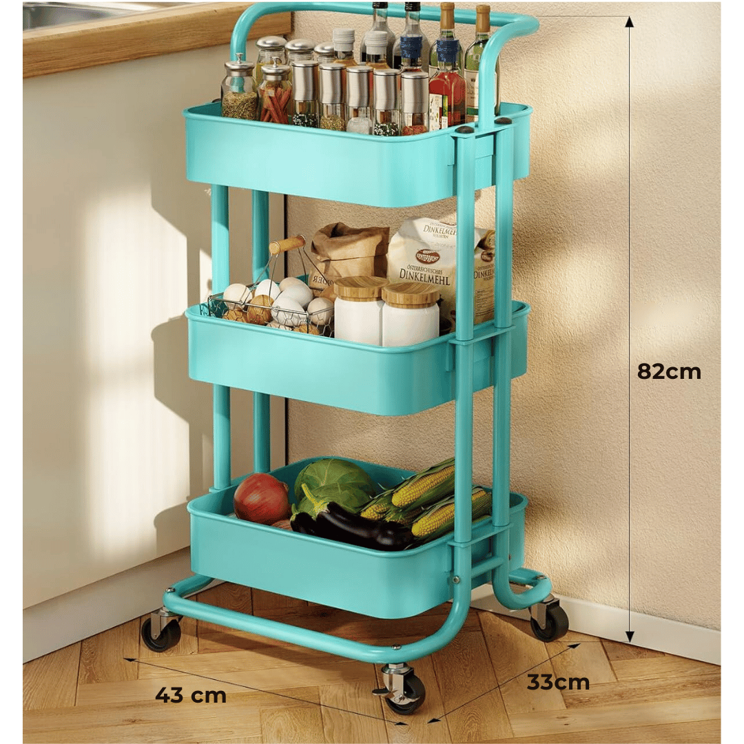 CARRITO ALMACENAMIENTO LINE NL-9109 ORGANIZADOR 3 NIVELES CON RUEDAS TURQUESA - 3