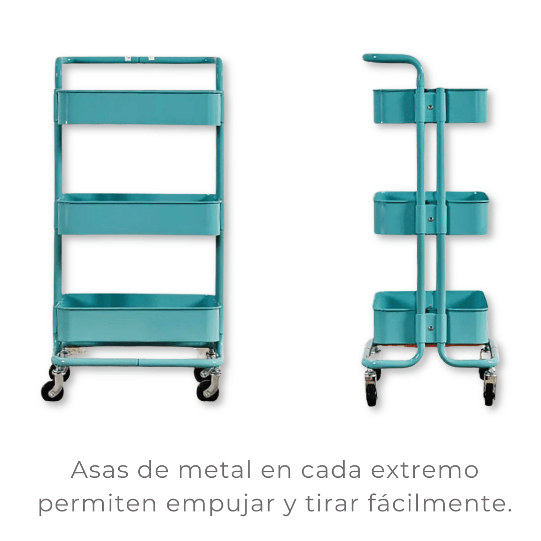CARRITO ALMACENAMIENTO LINE NL-9109 ORGANIZADOR 3 NIVELES CON RUEDAS TURQUESA - 5