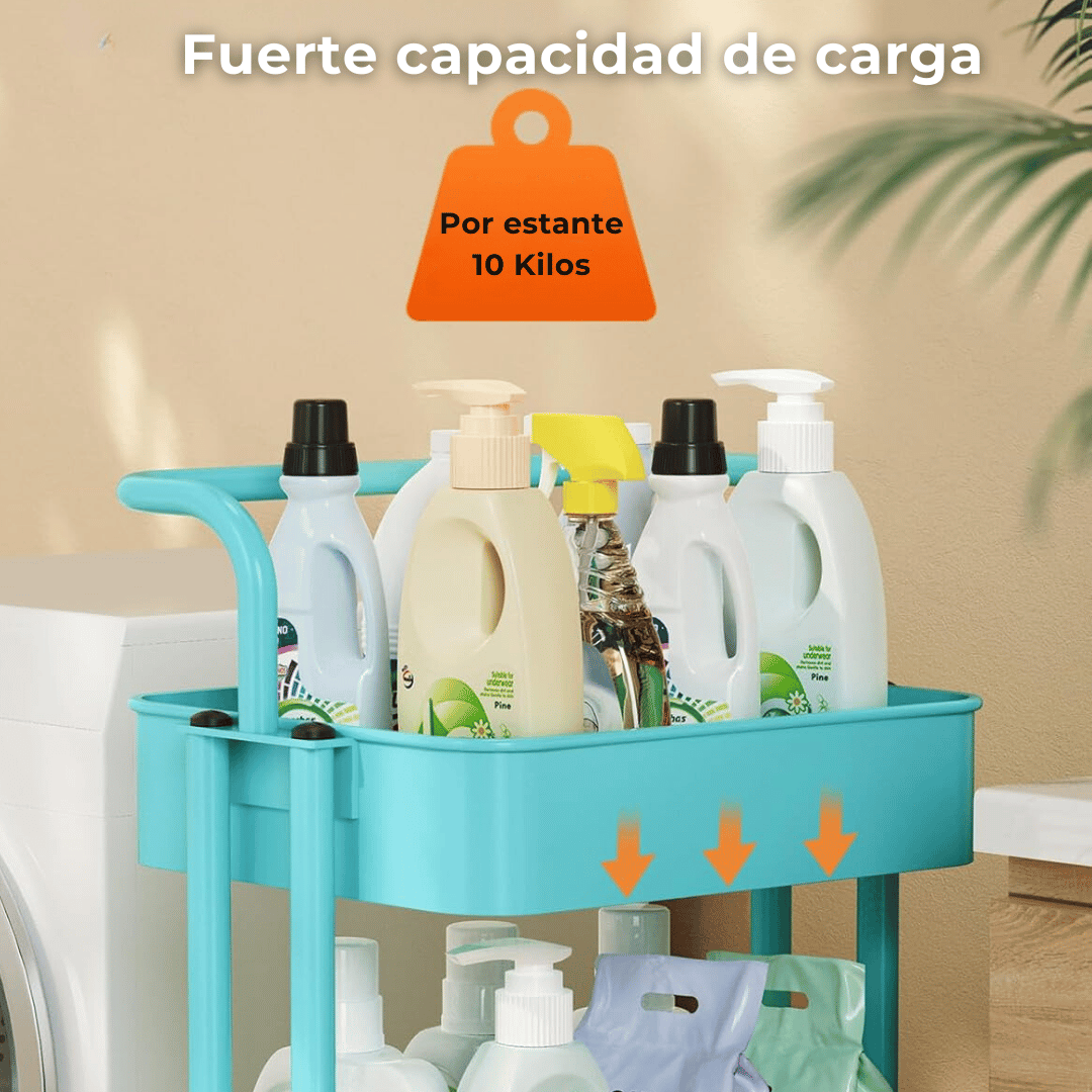 CARRITO ALMACENAMIENTO LINE NL-9109 ORGANIZADOR 3 NIVELES CON RUEDAS TURQUESA - 6
