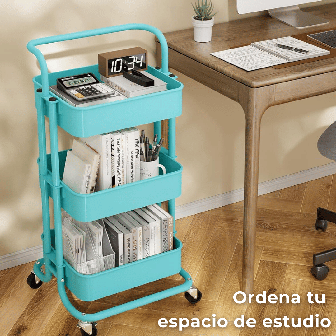 CARRITO ALMACENAMIENTO LINE NL-9109 ORGANIZADOR 3 NIVELES CON RUEDAS TURQUESA - 8