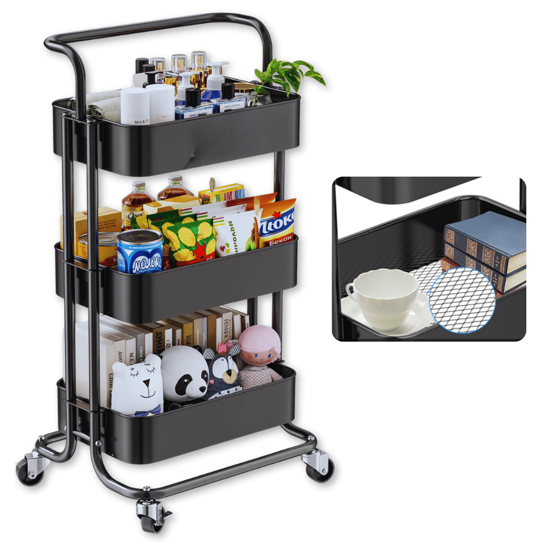 CARRITO ALMACENAMIENTO LINE NL-9109 ORGANIZADOR 3 NIVELES CON RUEDAS NEGRO - 1