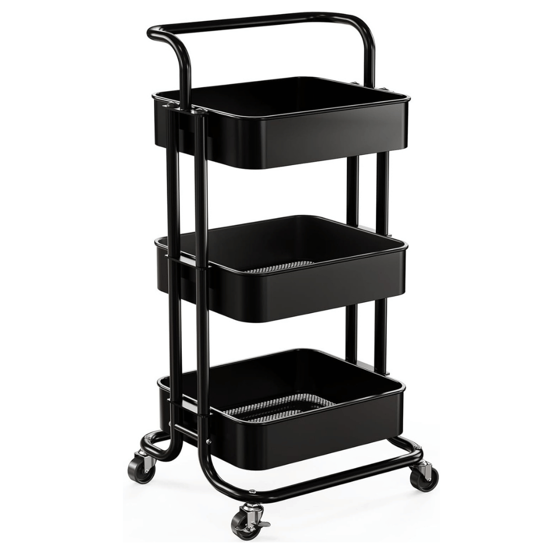 CARRITO ALMACENAMIENTO LINE NL-9109 ORGANIZADOR 3 NIVELES CON RUEDAS NEGRO - 2