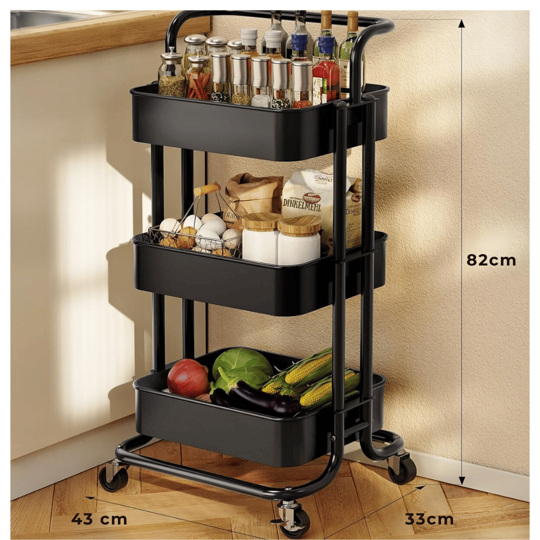 CARRITO ALMACENAMIENTO LINE NL-9109 ORGANIZADOR 3 NIVELES CON RUEDAS NEGRO - 3