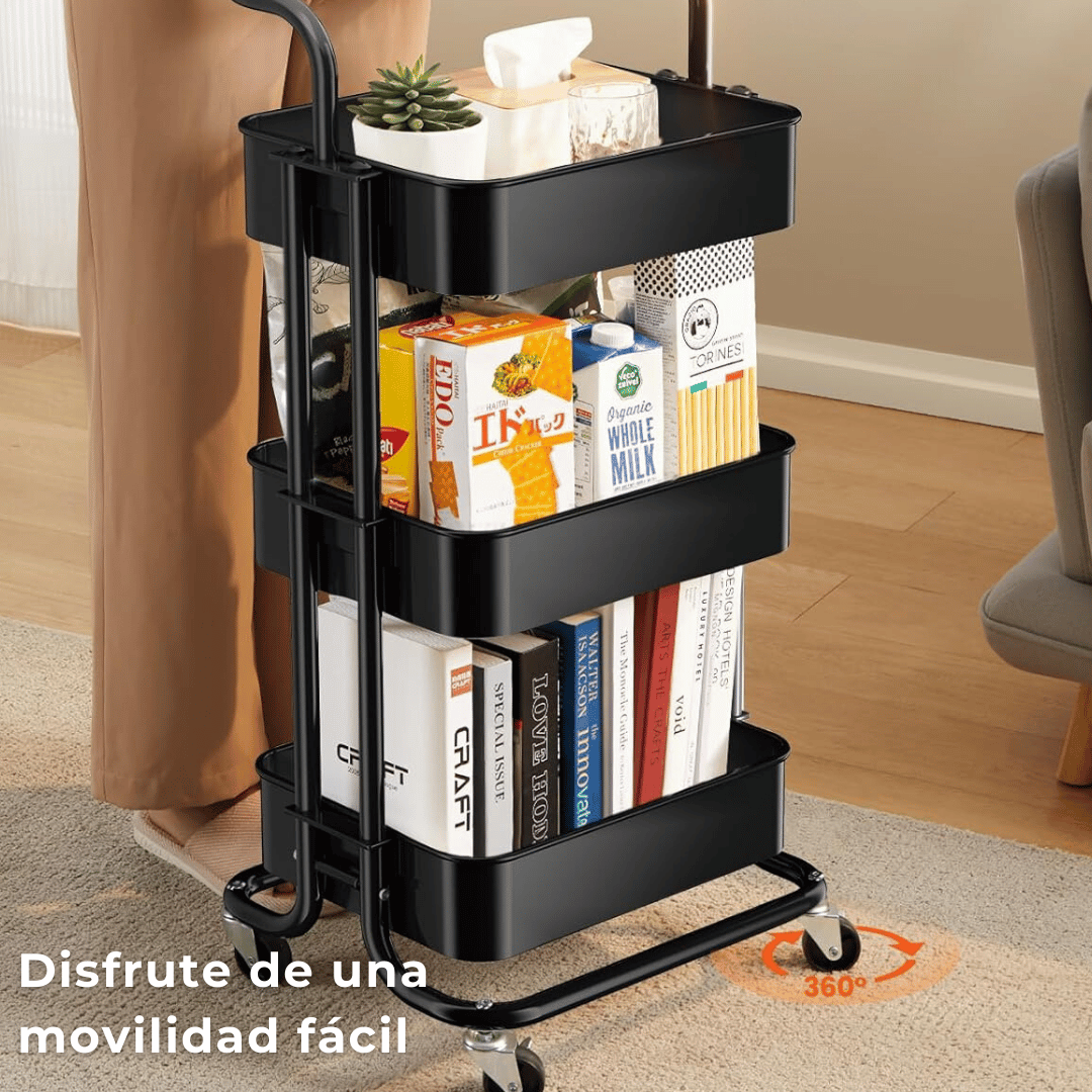CARRITO ALMACENAMIENTO LINE NL-9109 ORGANIZADOR 3 NIVELES CON RUEDAS NEGRO - 4