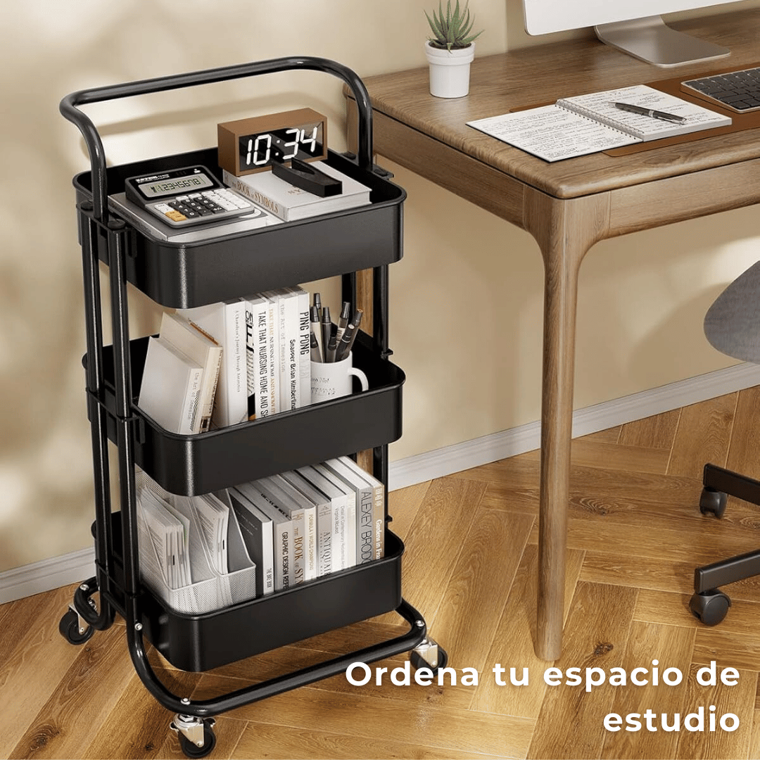 CARRITO ALMACENAMIENTO LINE NL-9109 ORGANIZADOR 3 NIVELES CON RUEDAS NEGRO - 7