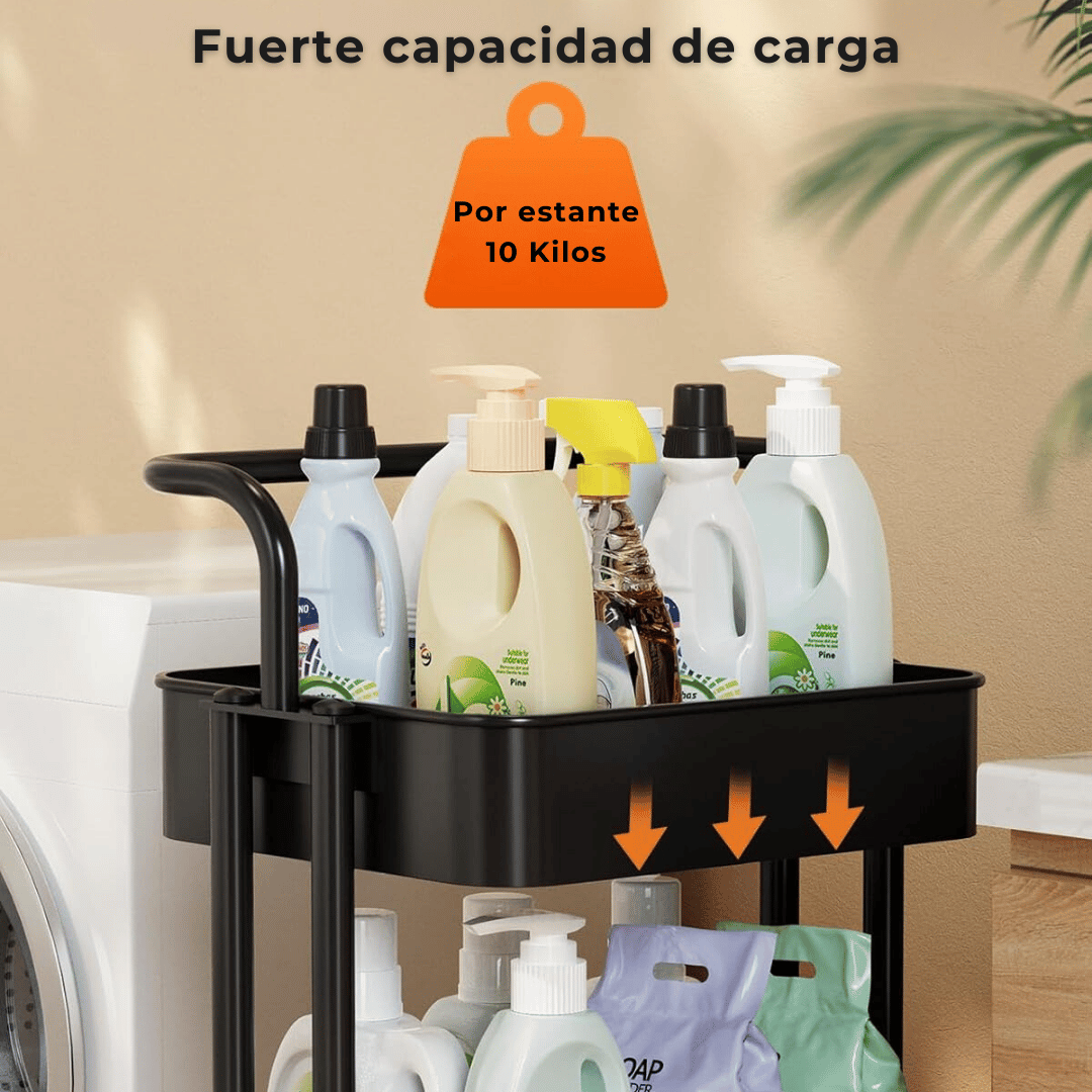 CARRITO ALMACENAMIENTO LINE NL-9109 ORGANIZADOR 3 NIVELES CON RUEDAS NEGRO - 8