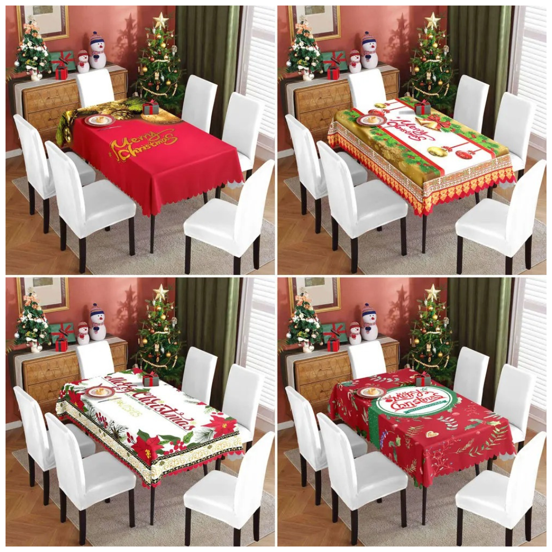 MANTEL NAVIDAD MERRY CHRISTMAS FLORES ROJAS POLIÉSTER 137X140CM - 4