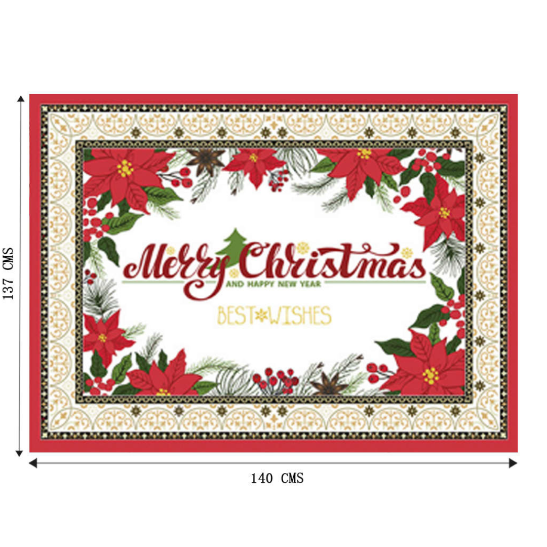 MANTEL NAVIDAD MERRY CHRISTMAS FLORES ROJAS POLIÉSTER 137X140CM - 5