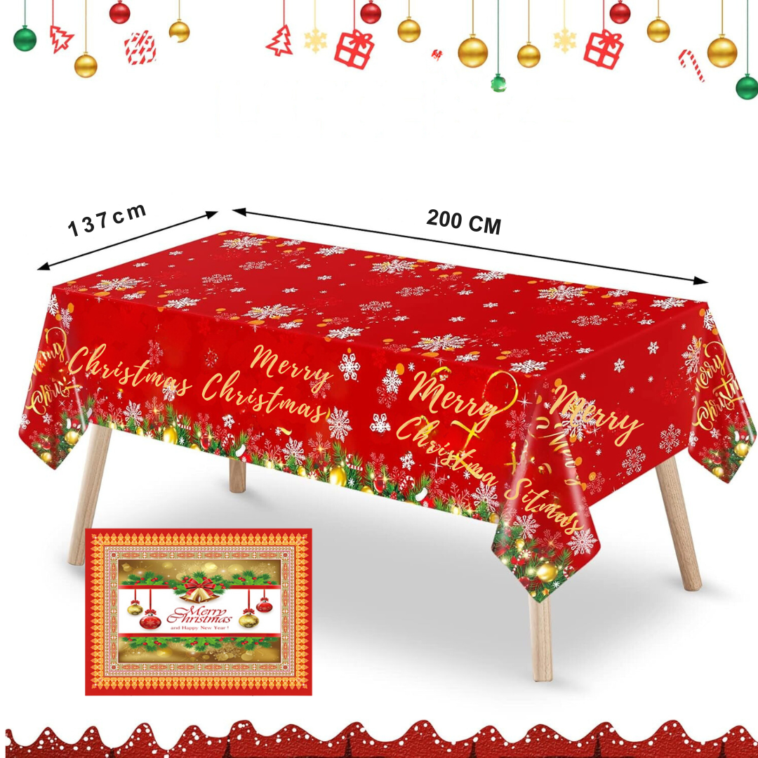 MANTEL NAVIDAD MERRY CHRISTMAS DORADO TELA POLIÉSTER 137X200 CM - 2