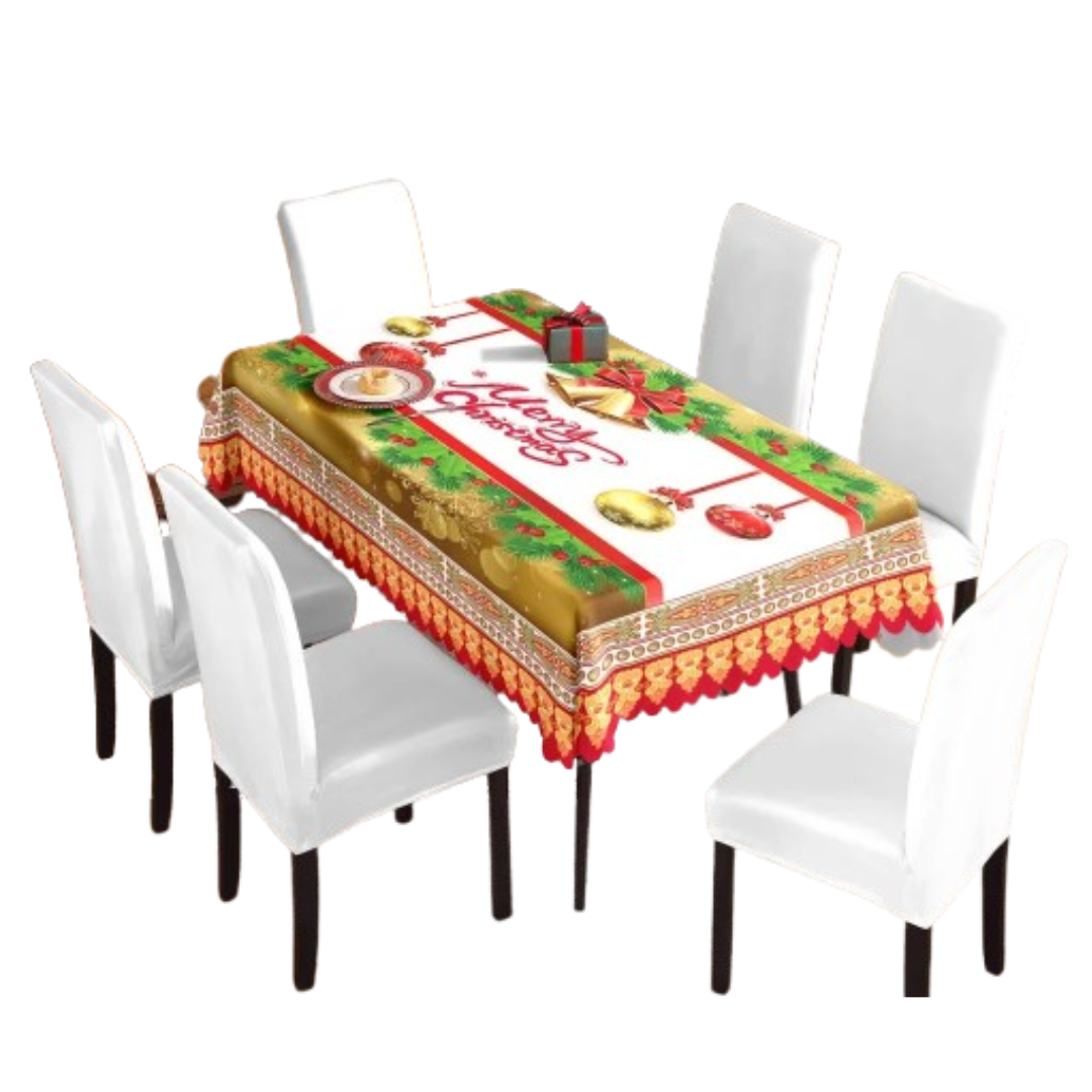 MANTEL NAVIDAD MERRY CHRISTMAS DORADO POLIESTER 137X180 CM