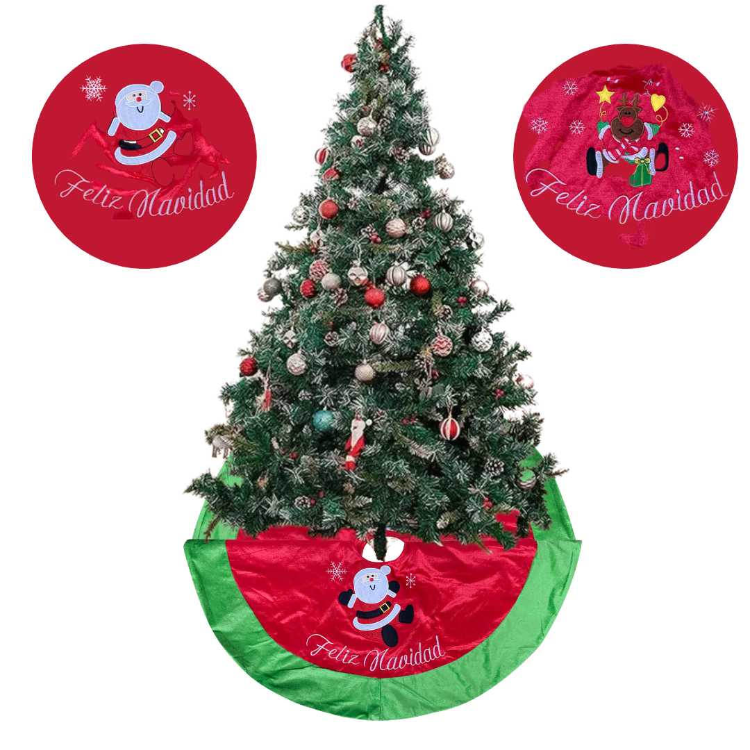 FALDÓN PIE DE ÁRBOL NAVIDAD ESTAMPADO RENOS NAVIDEÑOS - 1