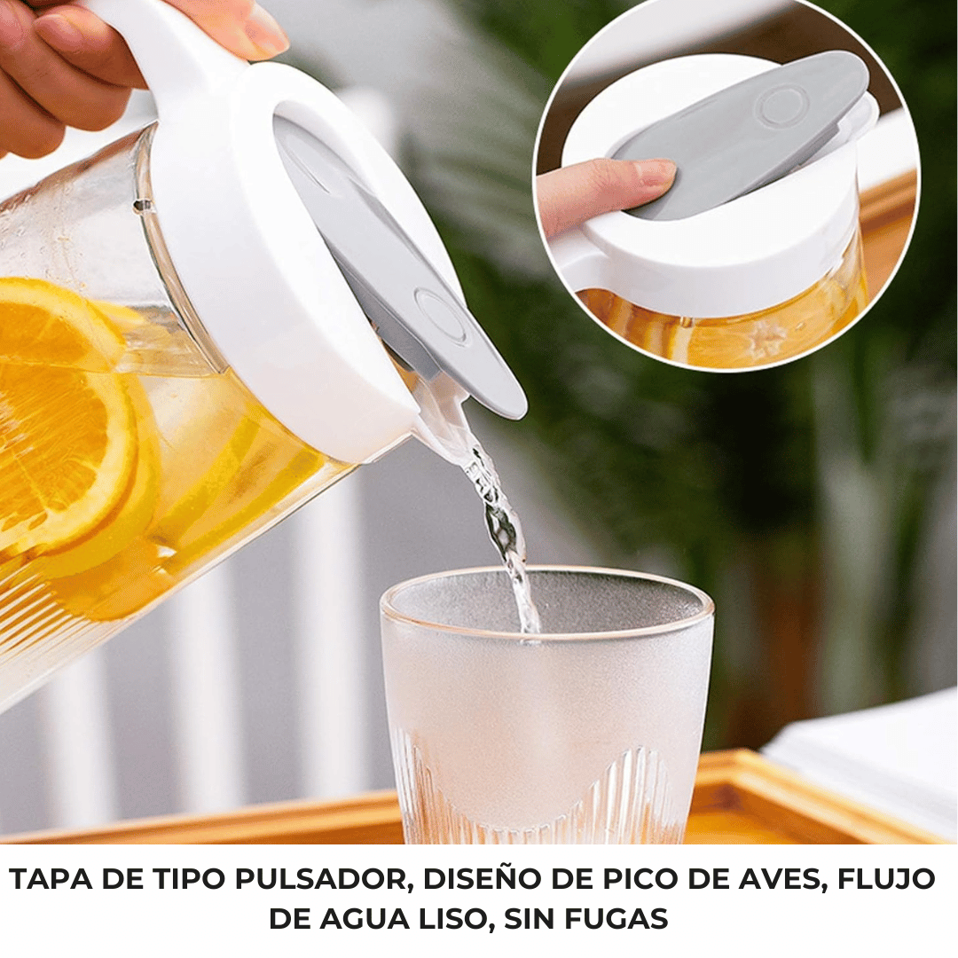 SET DE JARRA DE VIDRIO 4 TAZAS TAPA DE TIPO PUSH 1300 ML - 7
