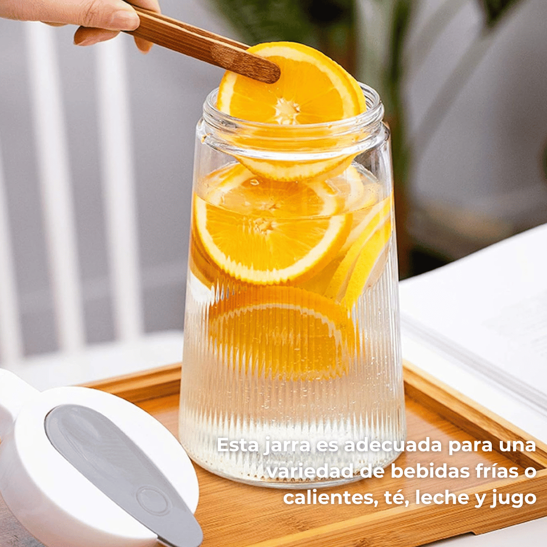 SET DE JARRA DE VIDRIO 4 TAZAS TAPA DE TIPO PUSH 1300 ML - 8