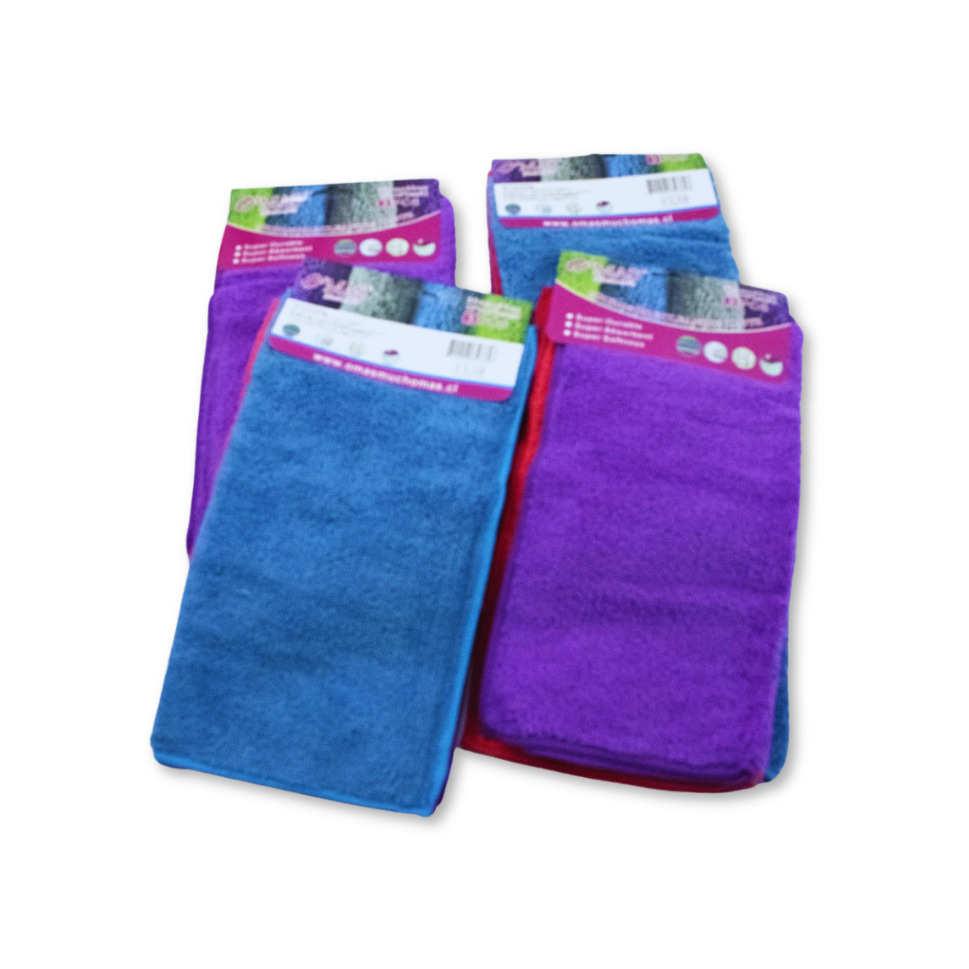 PACK 3 PAÑO LIMPIEZA MICROFIBRA 30X30 CM SUAVE ABSORBENTE COLORES SURTIDOS - 1