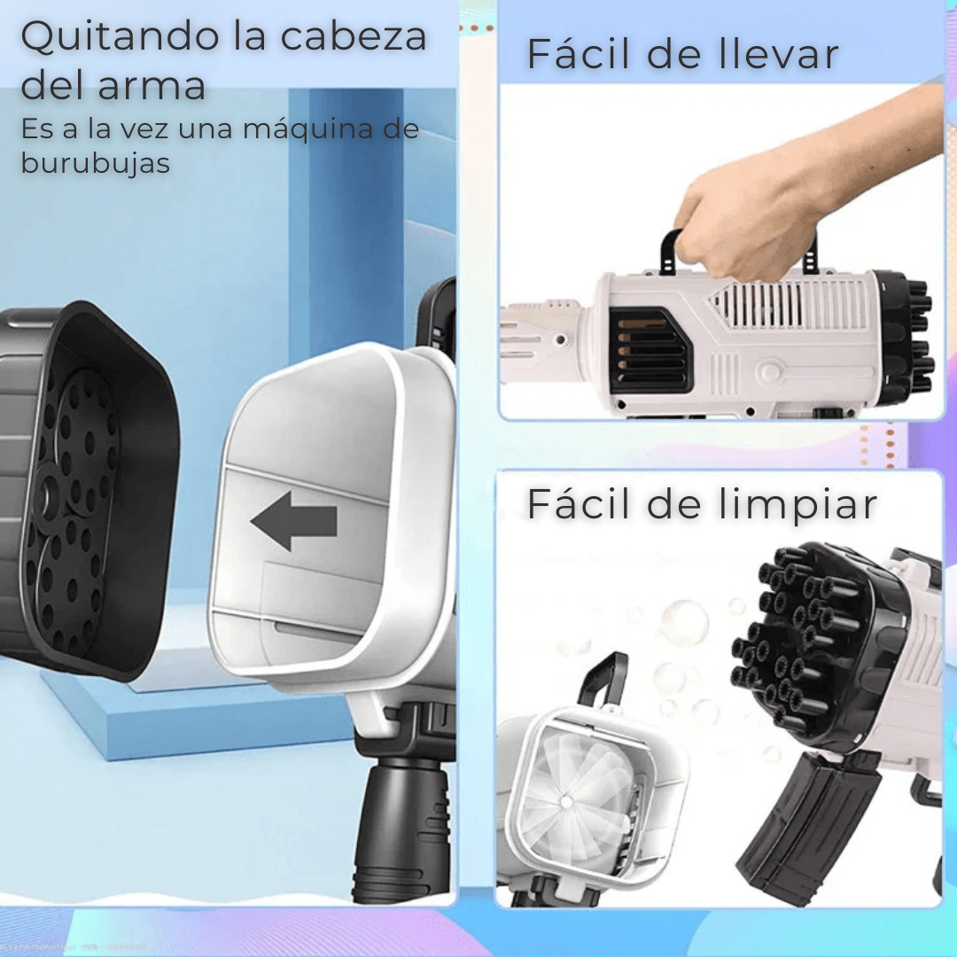 PISTOLA BURBUJA UTILÍSIMO 44 AGUJEROS ELÉCTRICA MANUAL JUGUETE NIÑO - 3