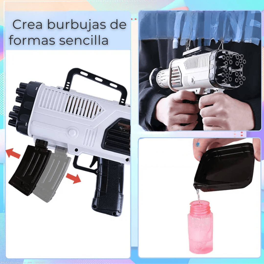 PISTOLA BURBUJA UTILÍSIMO 44 AGUJEROS ELÉCTRICA MANUAL JUGUETE NIÑO - 4