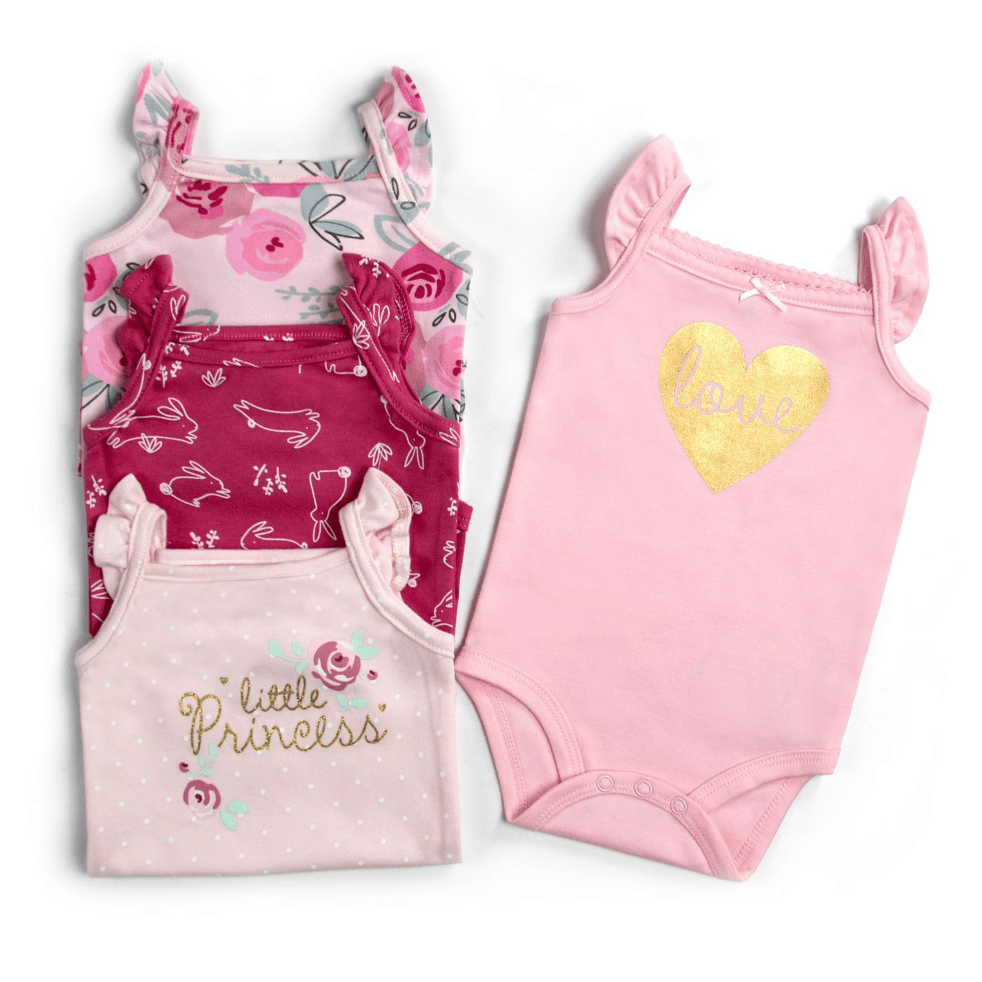 PACK 4 EXTENSOR BODY BEBÉ ALGODÓN NIÑA TEDMIMAK + PACK 4 BODYS MANGA CORTA ROSA LITTLE PRINCESS - 4