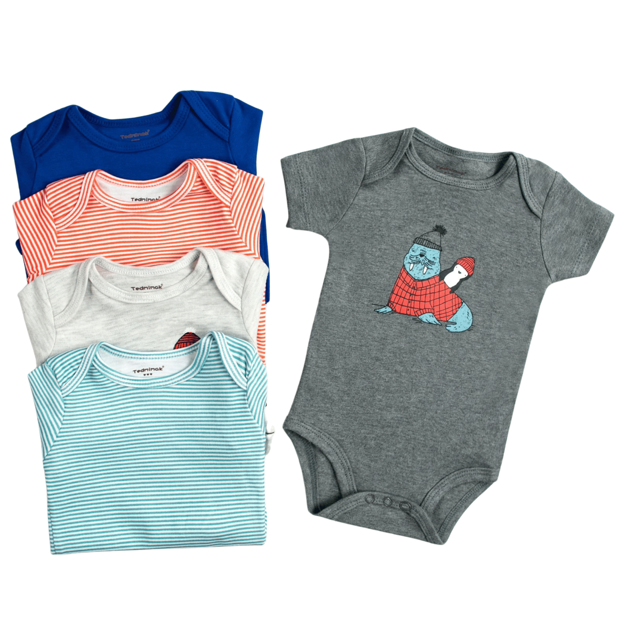 PACK 5 EXTENSOR BODY BEBÉ ALGODÓN NIÑO UTILÍSIMO AZUL + PACK 5 BODYS MANGA CORTA PERRO - 4