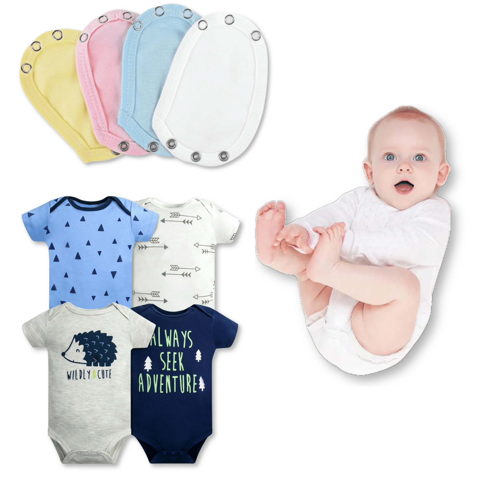 PACK 4 EXTENSOR BODY BEBÉ ALGODÓN NIÑO TEDMIMAK AZUL + PACK 4 BODYS PUERCOESPÍN - 1