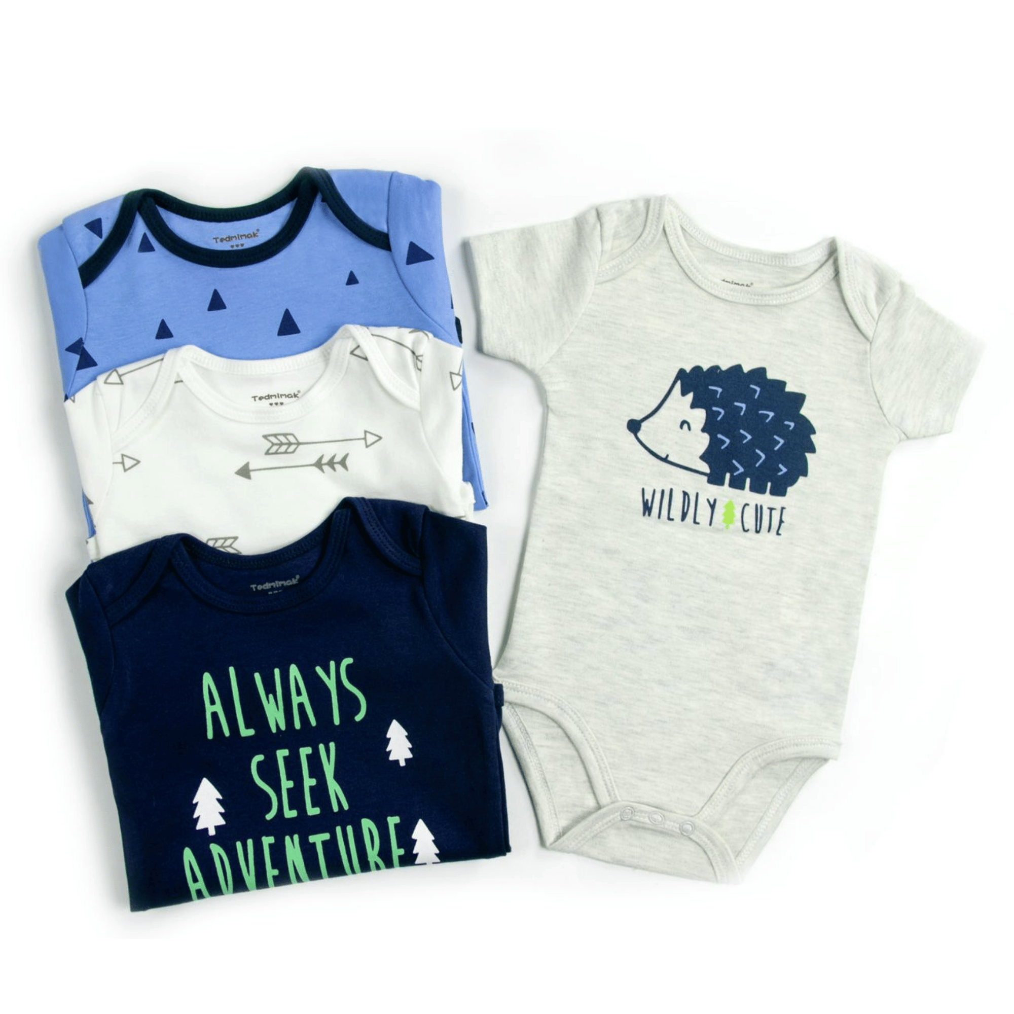 PACK 4 EXTENSOR BODY BEBÉ ALGODÓN NIÑO TEDMIMAK AZUL + PACK 4 BODYS PUERCOESPÍN - 4