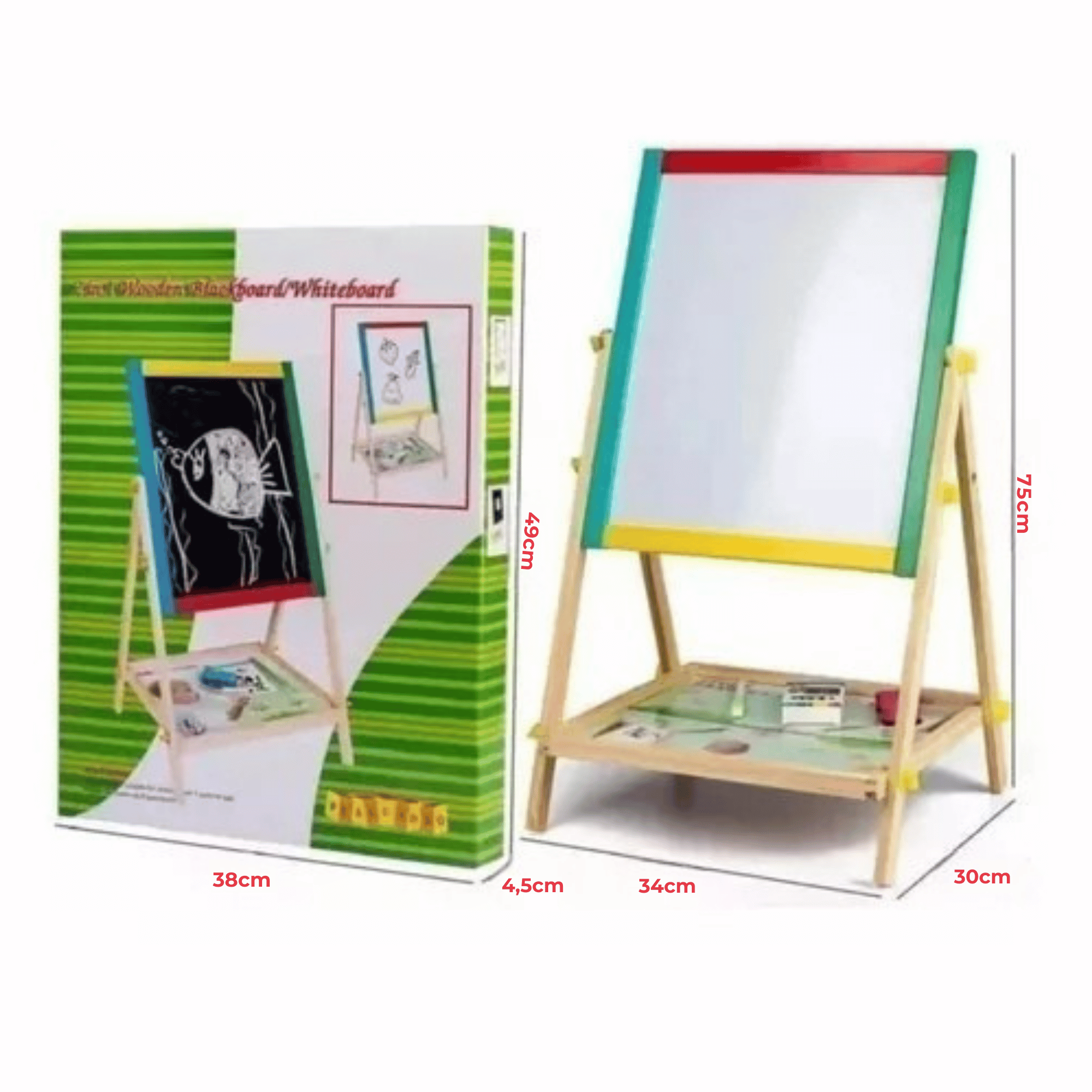 PIZARRA DOBLE CARA TIZA Y PLUMON ACRILICA MADERA MAGNETICA NIÑOS - 3