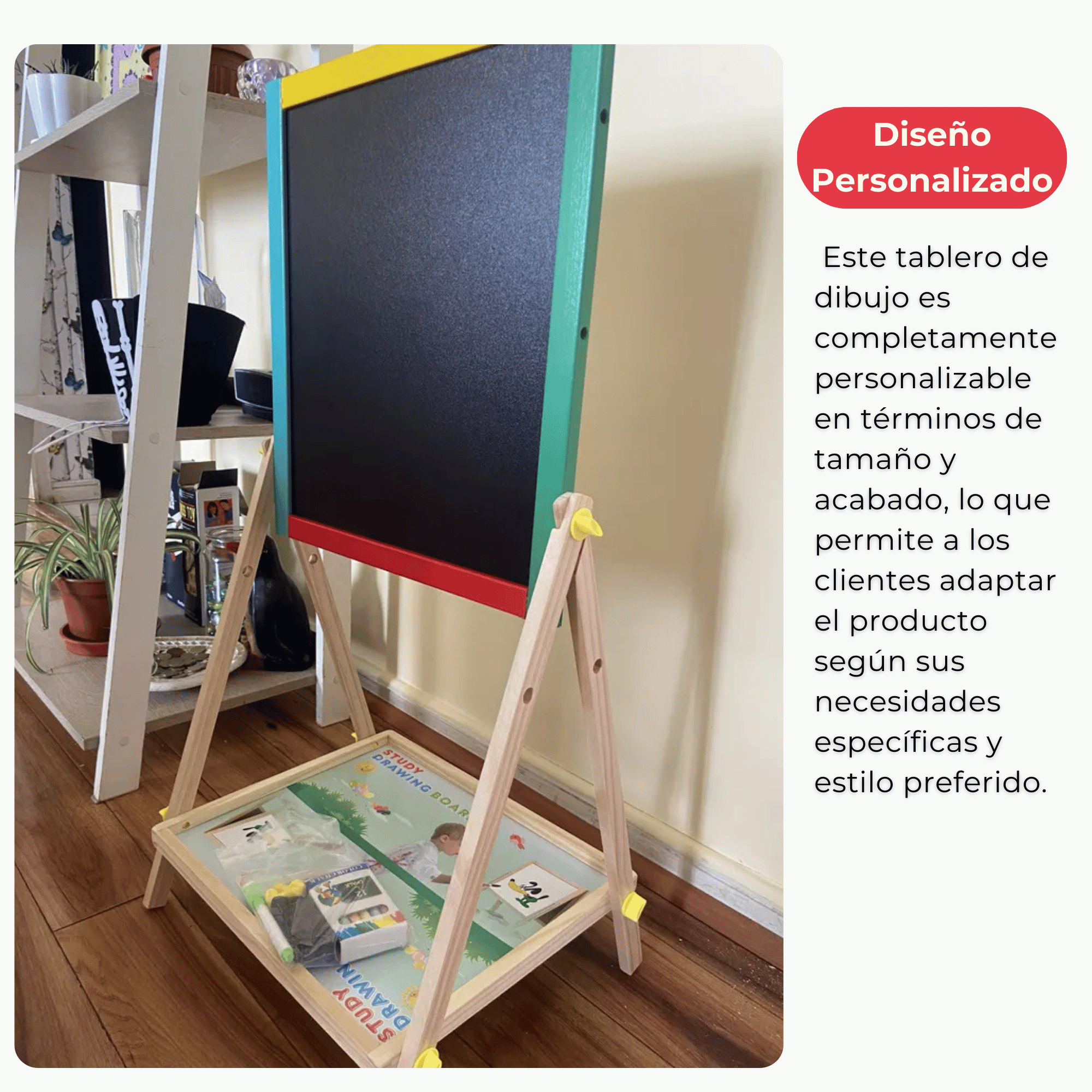 PIZARRA DOBLE CARA TIZA Y PLUMON ACRILICA MADERA MAGNETICA NIÑOS - 6