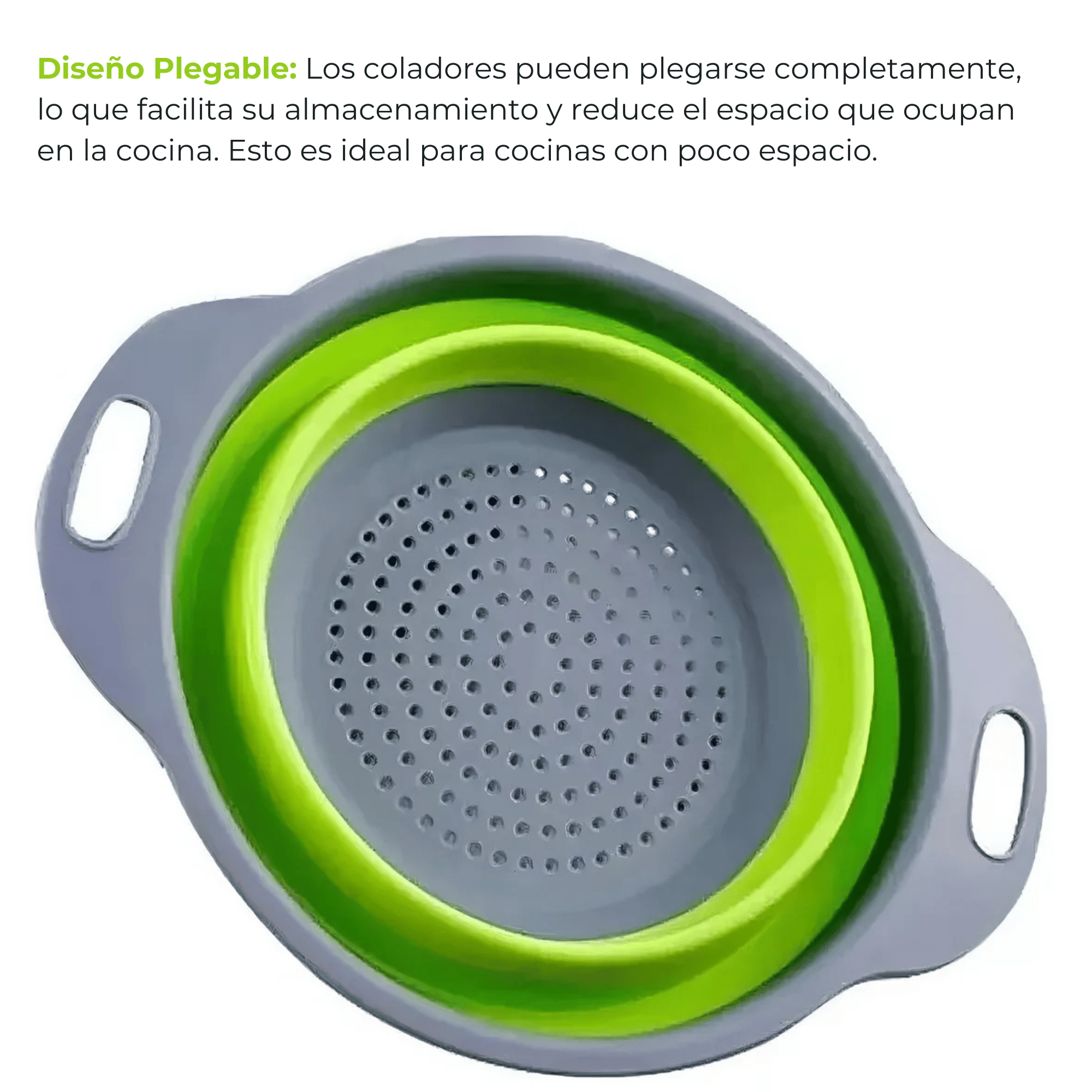 COLADOR PLEGABLE SILICONA ESCURRIDOR REDONDO COCINA FRUTAS VERDURAS - 3