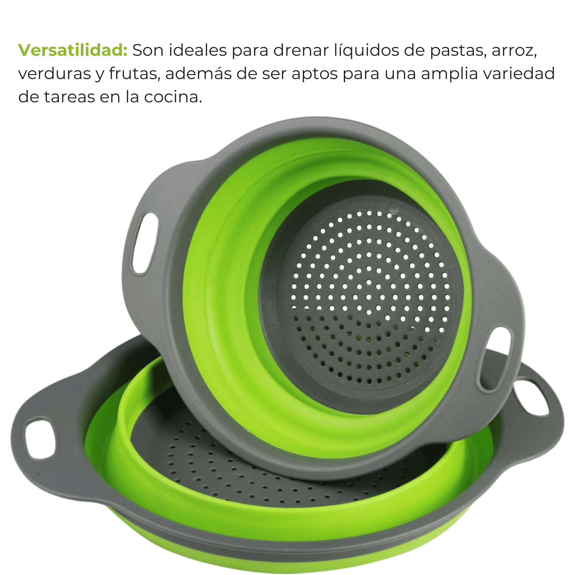 COLADOR PLEGABLE SILICONA ESCURRIDOR REDONDO COCINA FRUTAS VERDURAS - 4