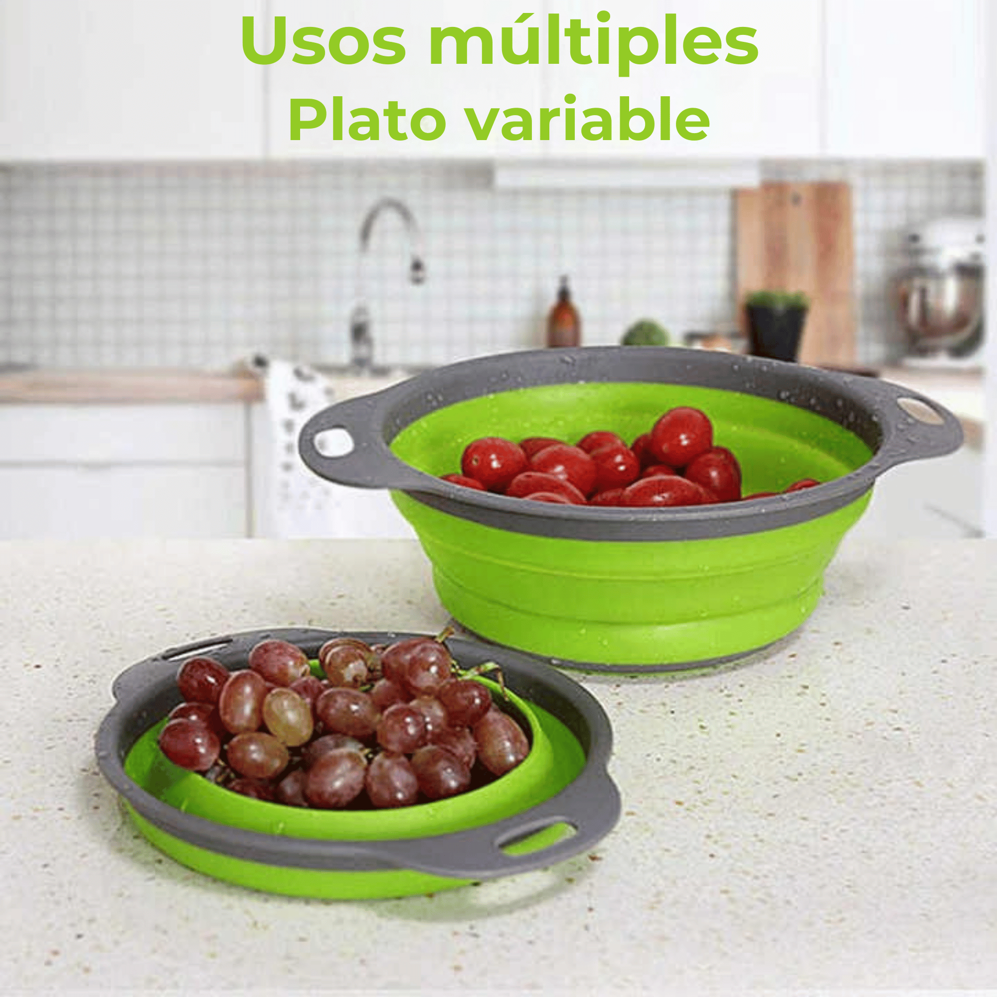 COLADOR PLEGABLE SILICONA ESCURRIDOR REDONDO COCINA FRUTAS VERDURAS - 5