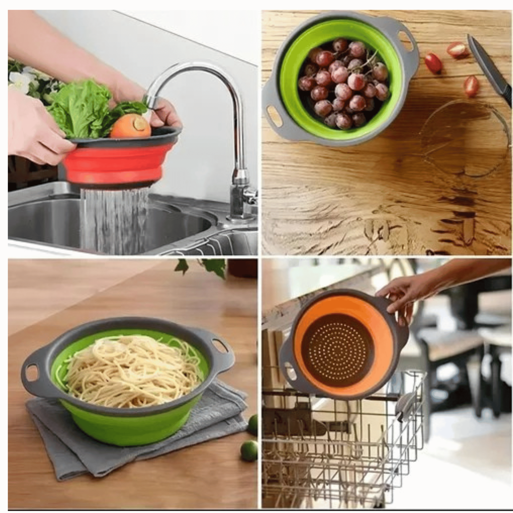COLADOR PLEGABLE SILICONA ESCURRIDOR REDONDO COCINA FRUTAS VERDURAS - 6
