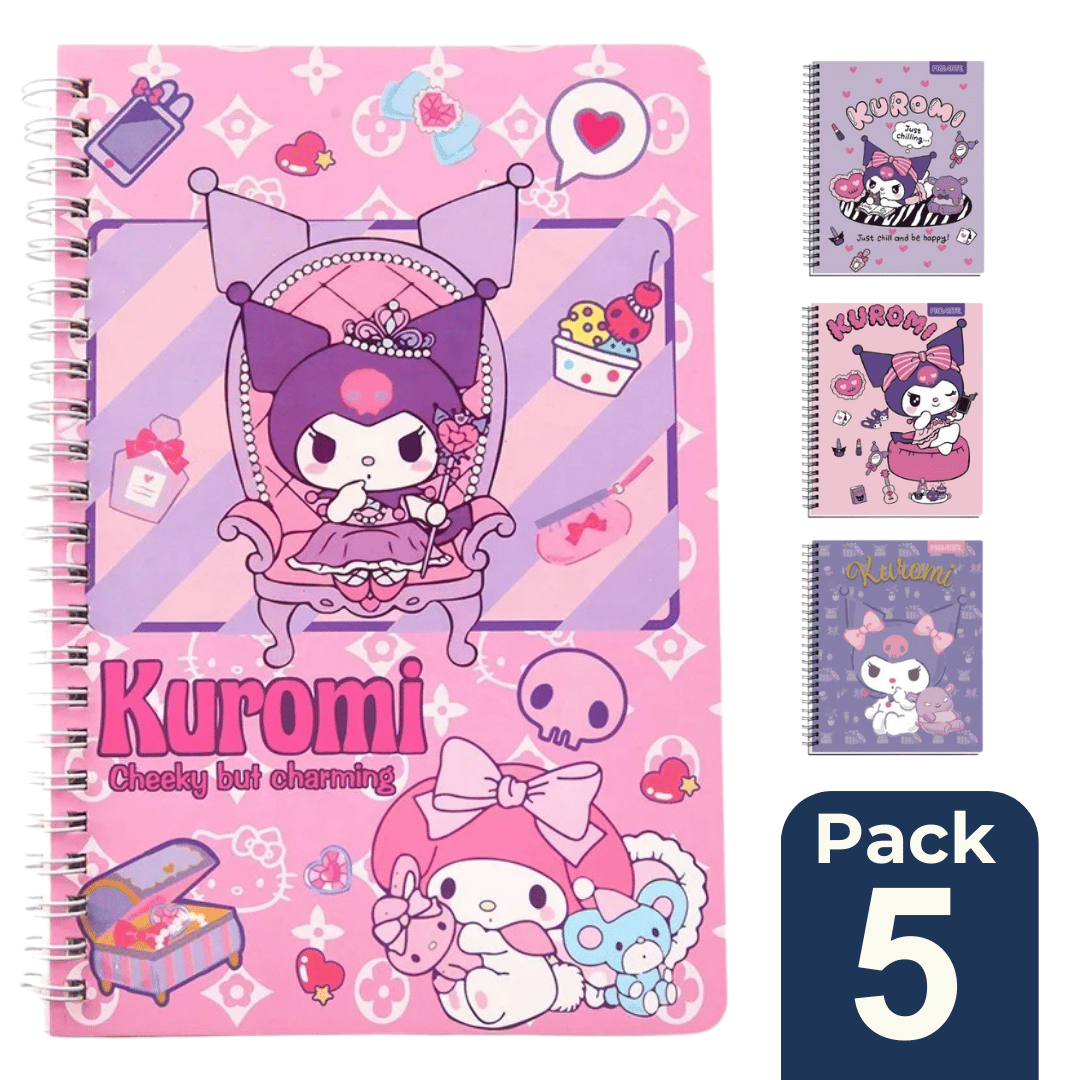 PACK 5 CUADERNOS UNIVERSITARIOS UTILÍSIMO 100 HOJAS KUROMI PRO ARTE DISEÑOS SURTIDOS - 1