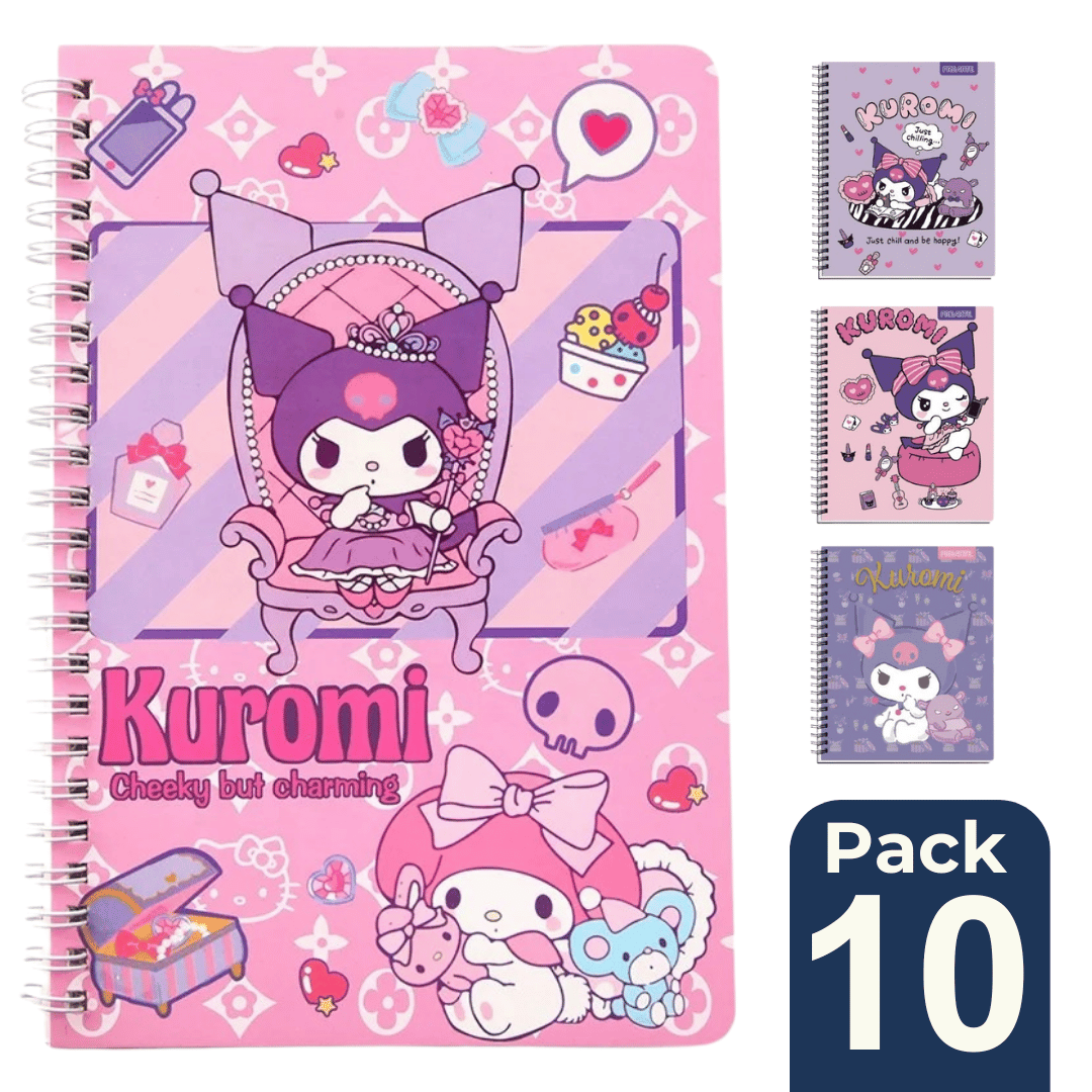 PACK 10 CUADERNOS UTILÍSIMO 100 HOJAS UNIVERSITARIOS KUROMI PRO ARTE DISEÑOS SURTIDOS - 1