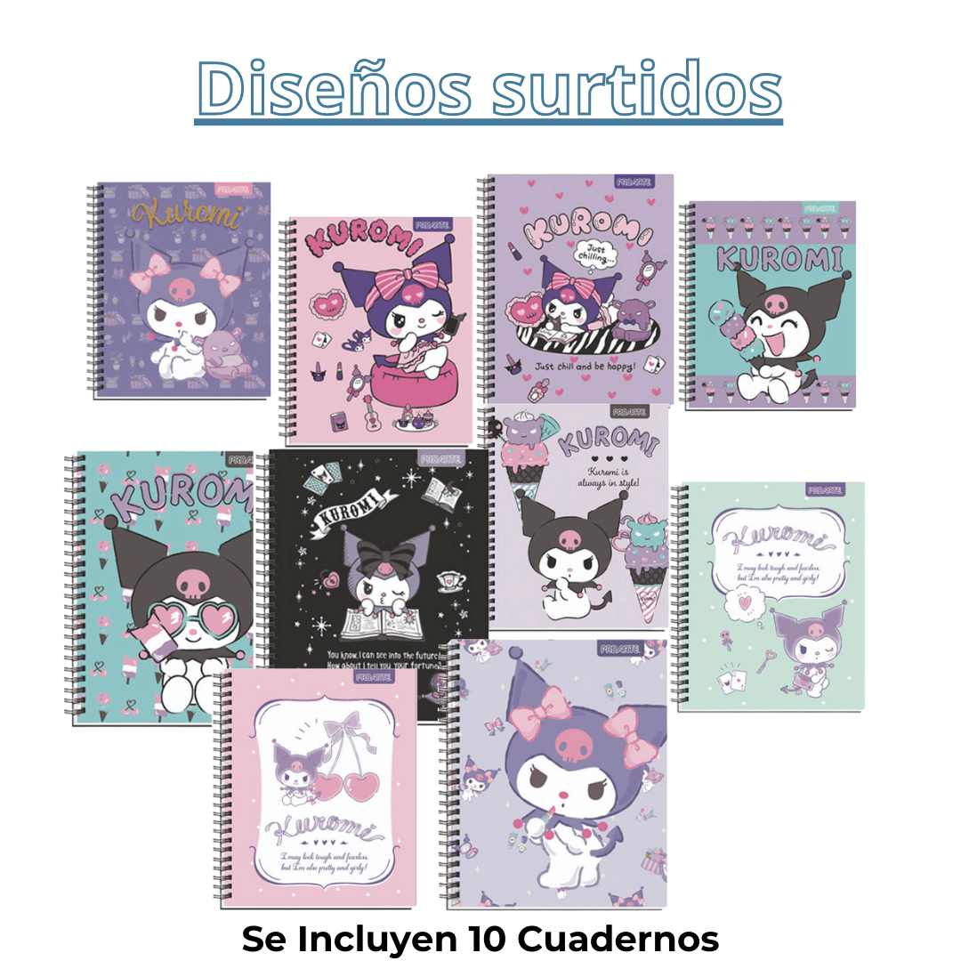 PACK 10 CUADERNOS UTILÍSIMO 100 HOJAS UNIVERSITARIOS KUROMI PRO ARTE DISEÑOS SURTIDOS - 5