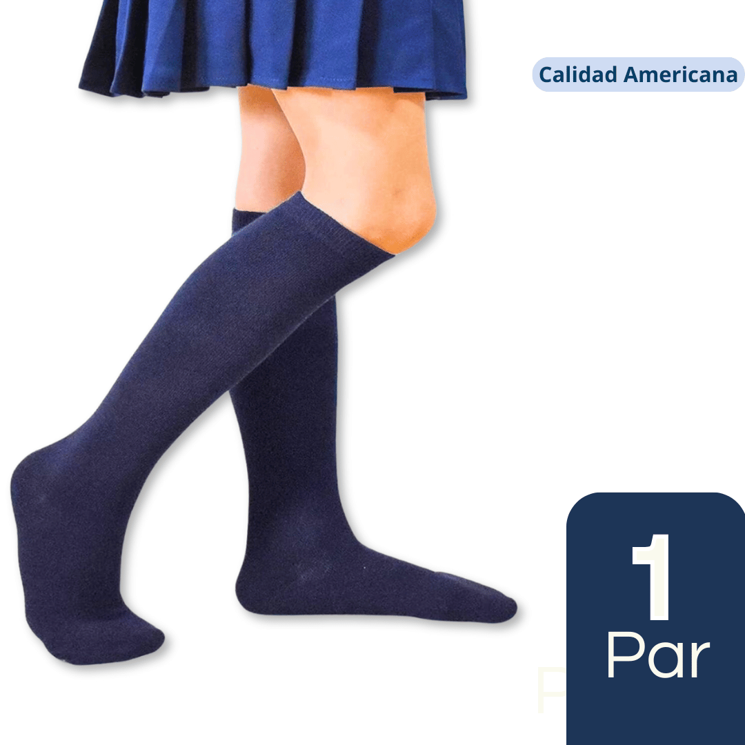 CALCETINES BAMBÚ NIÑA UTILÍSIMO AZUL ESCOLAR LARGO 1 UNIDAD - 1