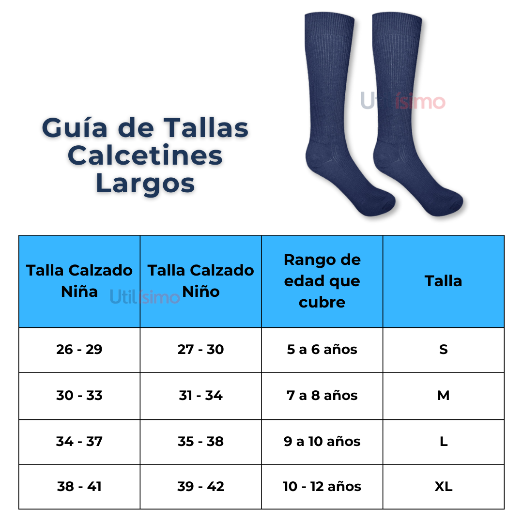 PACK 3 CALCETINES BAMBÚ NIÑA UTILÍSIMO AZUL ESCOLAR LARGO MAS CLOTHING - 2